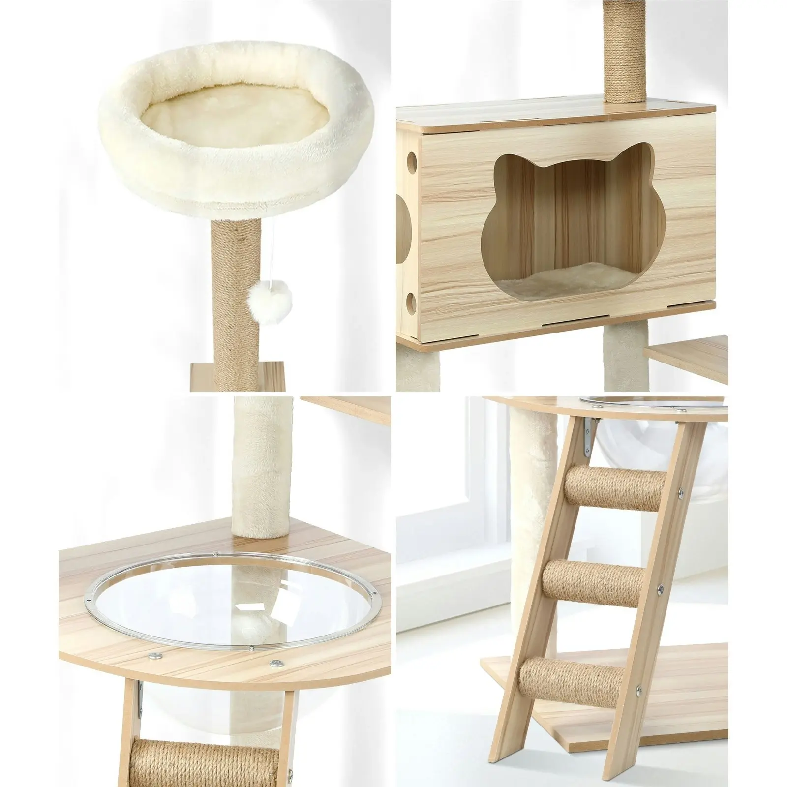 Alopet Cat Tree Scratching Post Scratcher Tower Wood Condo House Beds Furniture