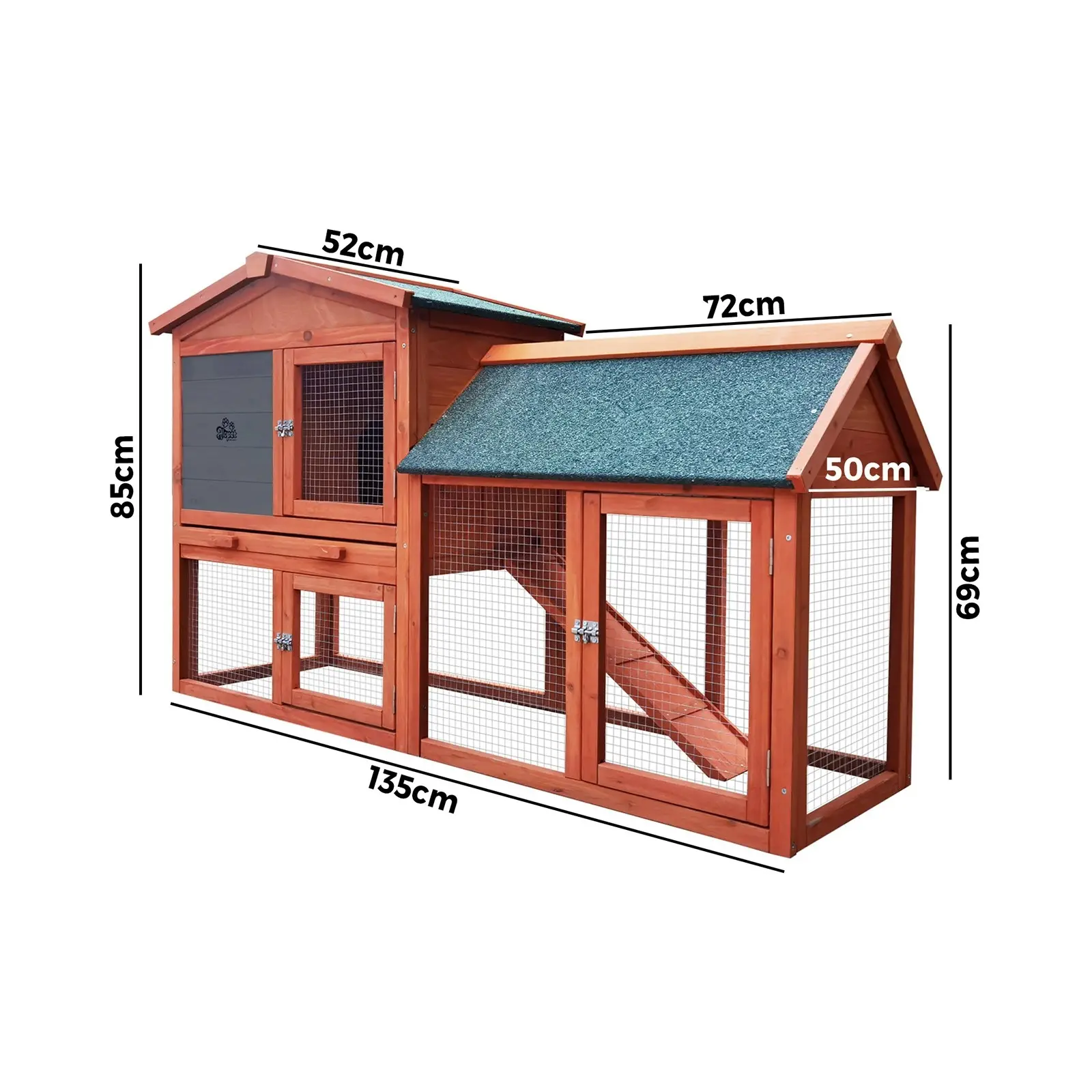 Alopet Rabbit Hutch Chicken Coop Bunny House Run Cage Wooden Outdoor Pet Hutch 135CM