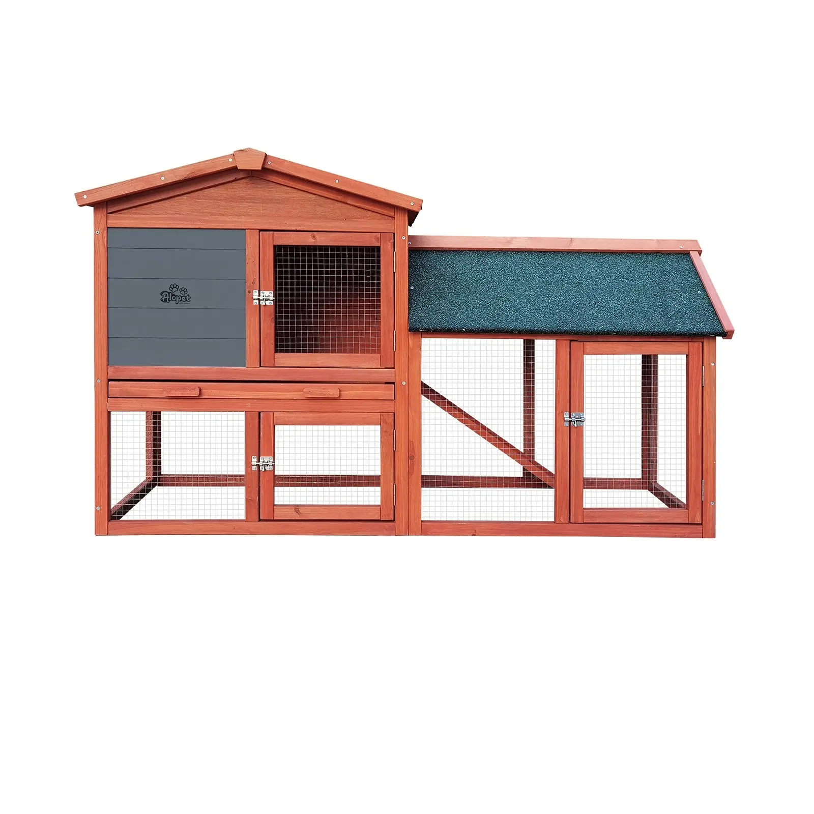 Alopet Rabbit Hutch Chicken Coop Bunny House Run Cage Wooden Outdoor Pet Hutch 135CM