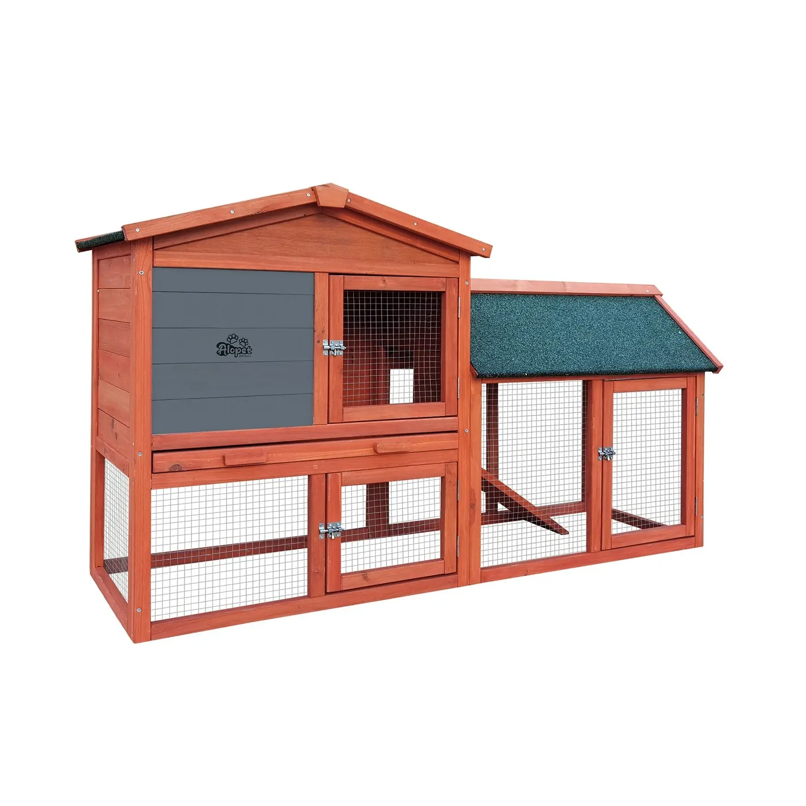 Alopet Rabbit Hutch Chicken Coop Bunny House Run Cage Wooden Outdoor Pet Hutch 135CM