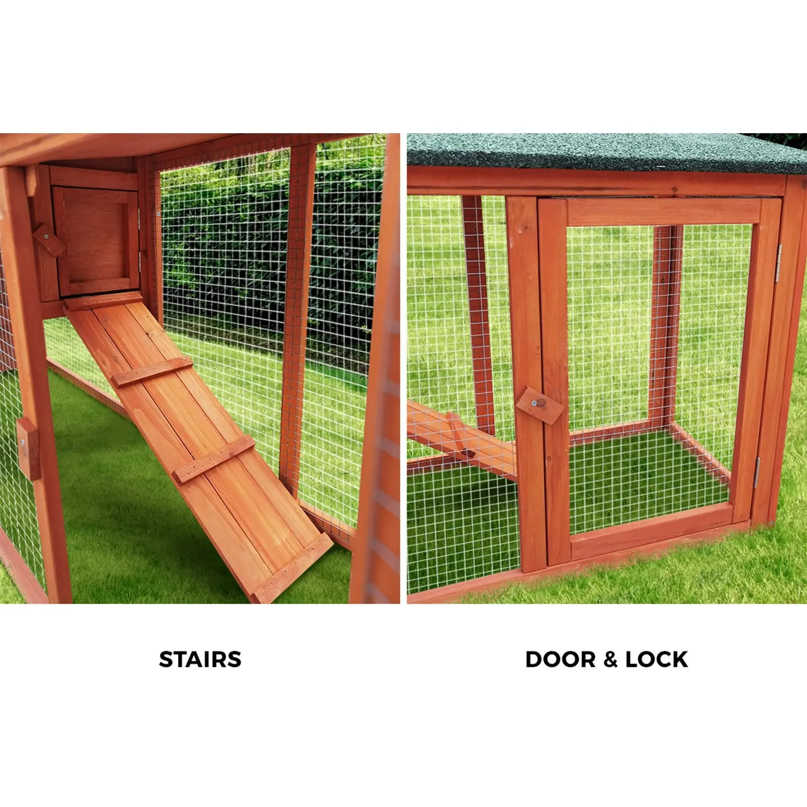 Alopet Rabbit Hutch Chicken Coop Bunny House Run Cage Wooden Outdoor Pet Hutch 210CM