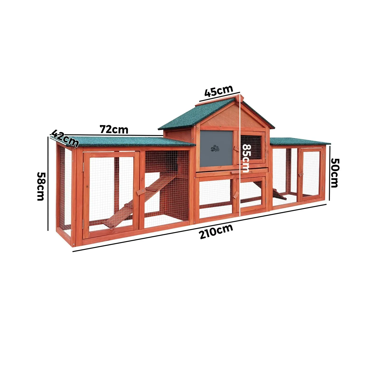 Alopet Rabbit Hutch Chicken Coop Bunny House Run Cage Wooden Outdoor Pet Hutch 210CM