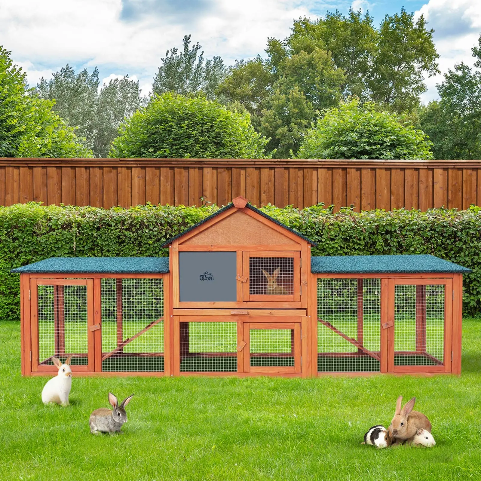 Alopet Rabbit Hutch Chicken Coop Bunny House Run Cage Wooden Outdoor Pet Hutch 210CM