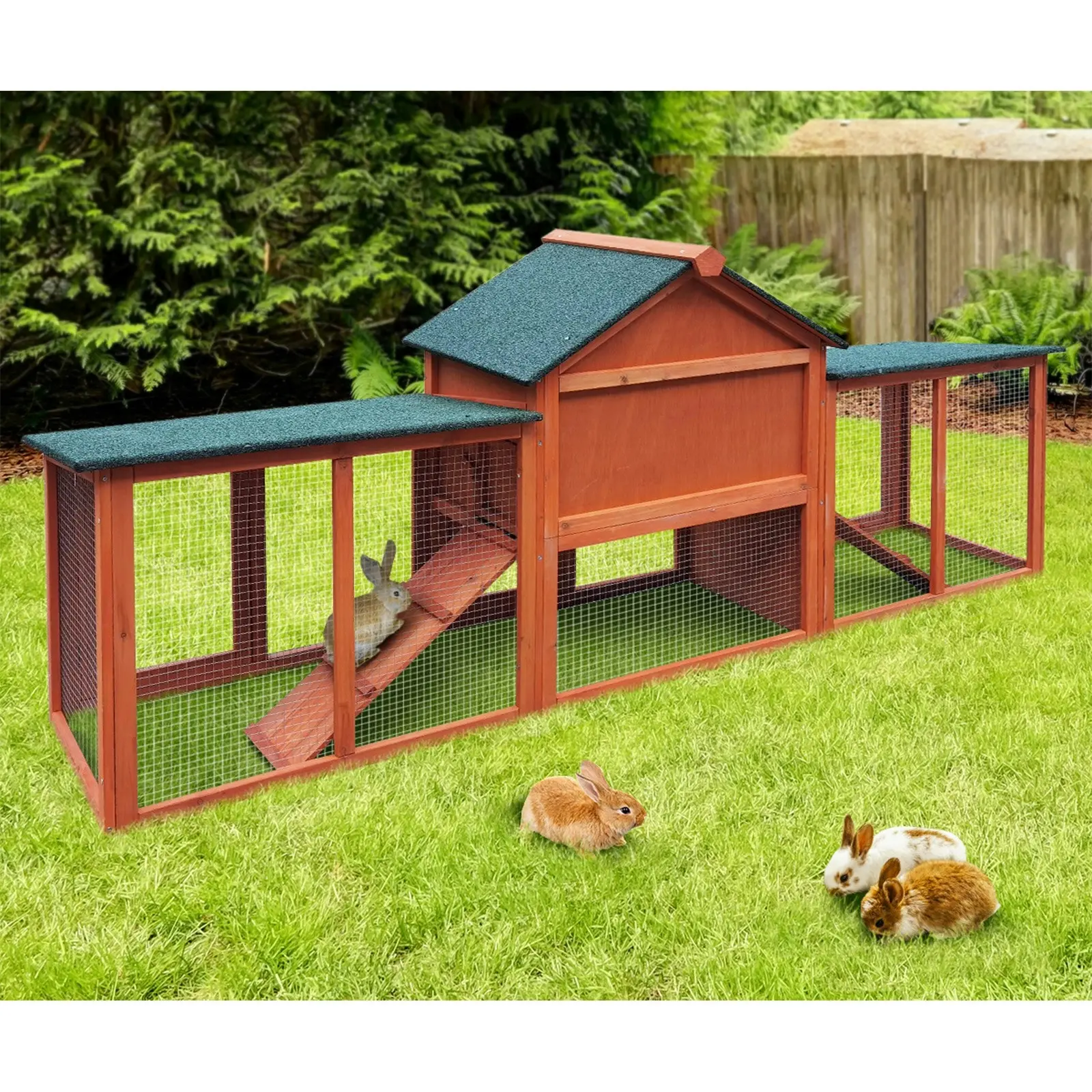 Alopet Rabbit Hutch Chicken Coop Bunny House Run Cage Wooden Outdoor Pet Hutch 210CM