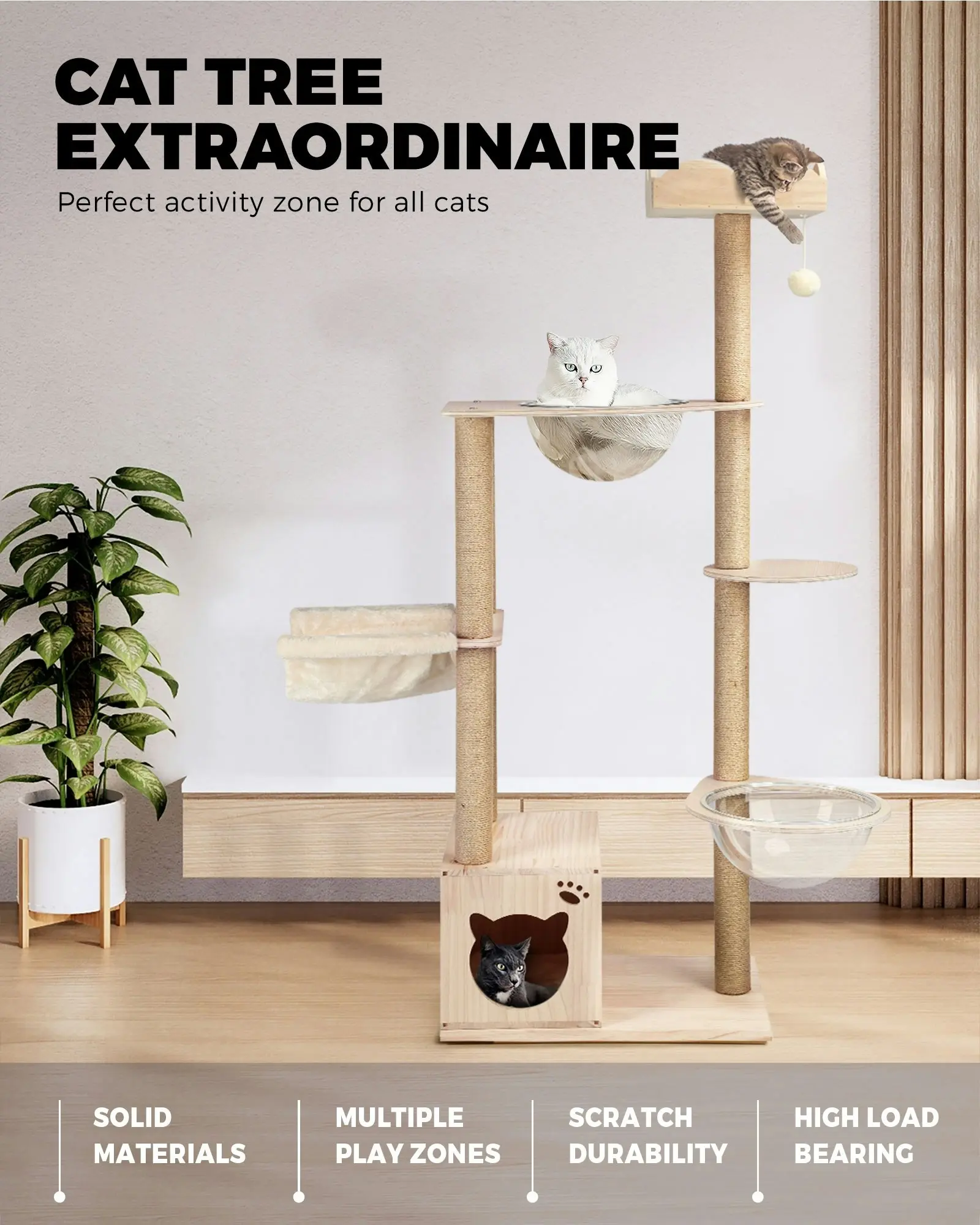 Alopet Cat Tree Scratching Post Scratcher Cats Tower Condo House Bed Furniture