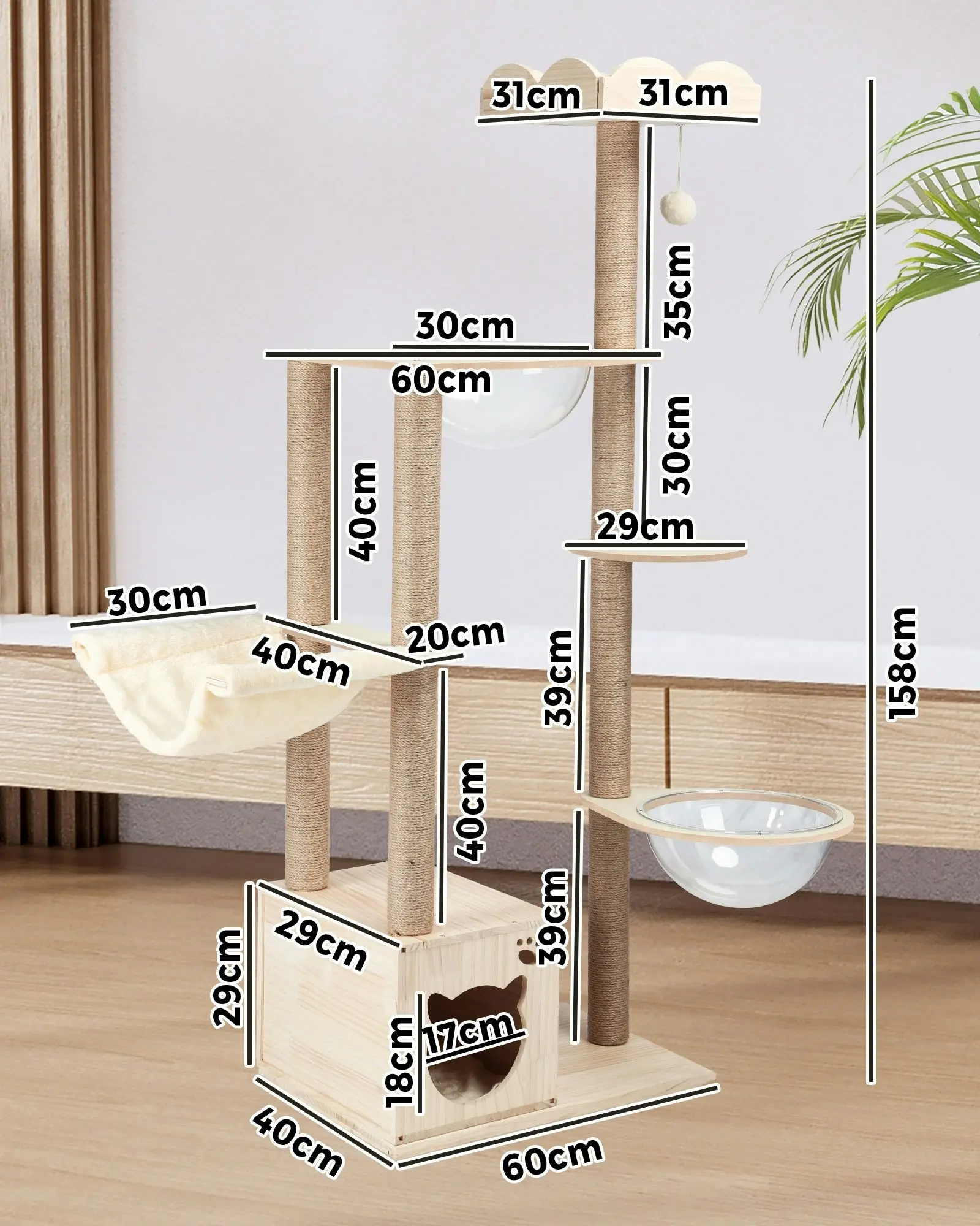 Alopet Cat Tree Scratching Post Scratcher Cats Tower Condo House Bed Furniture