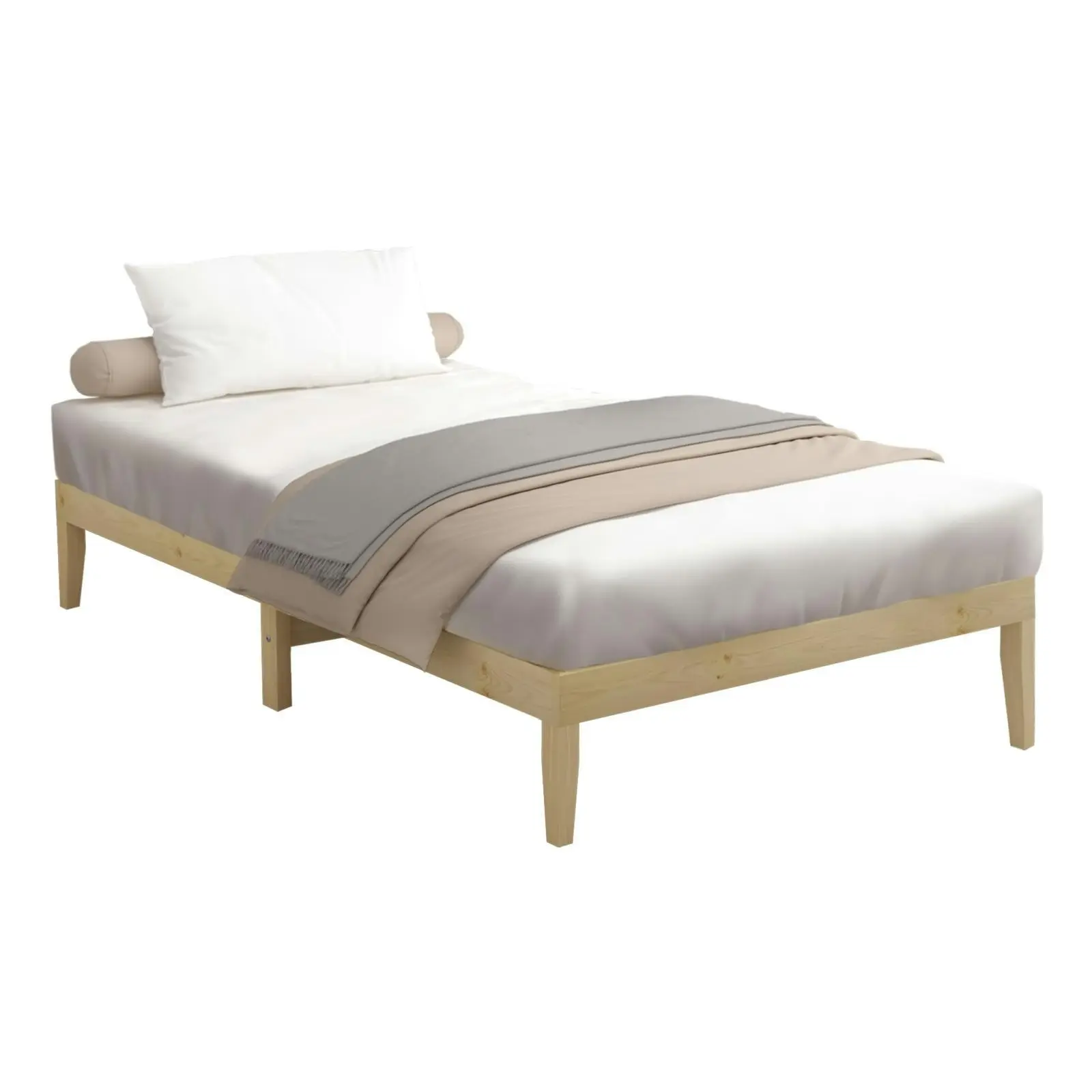 Oikiture Bed Frame Single Size Wooden Bed Base A8