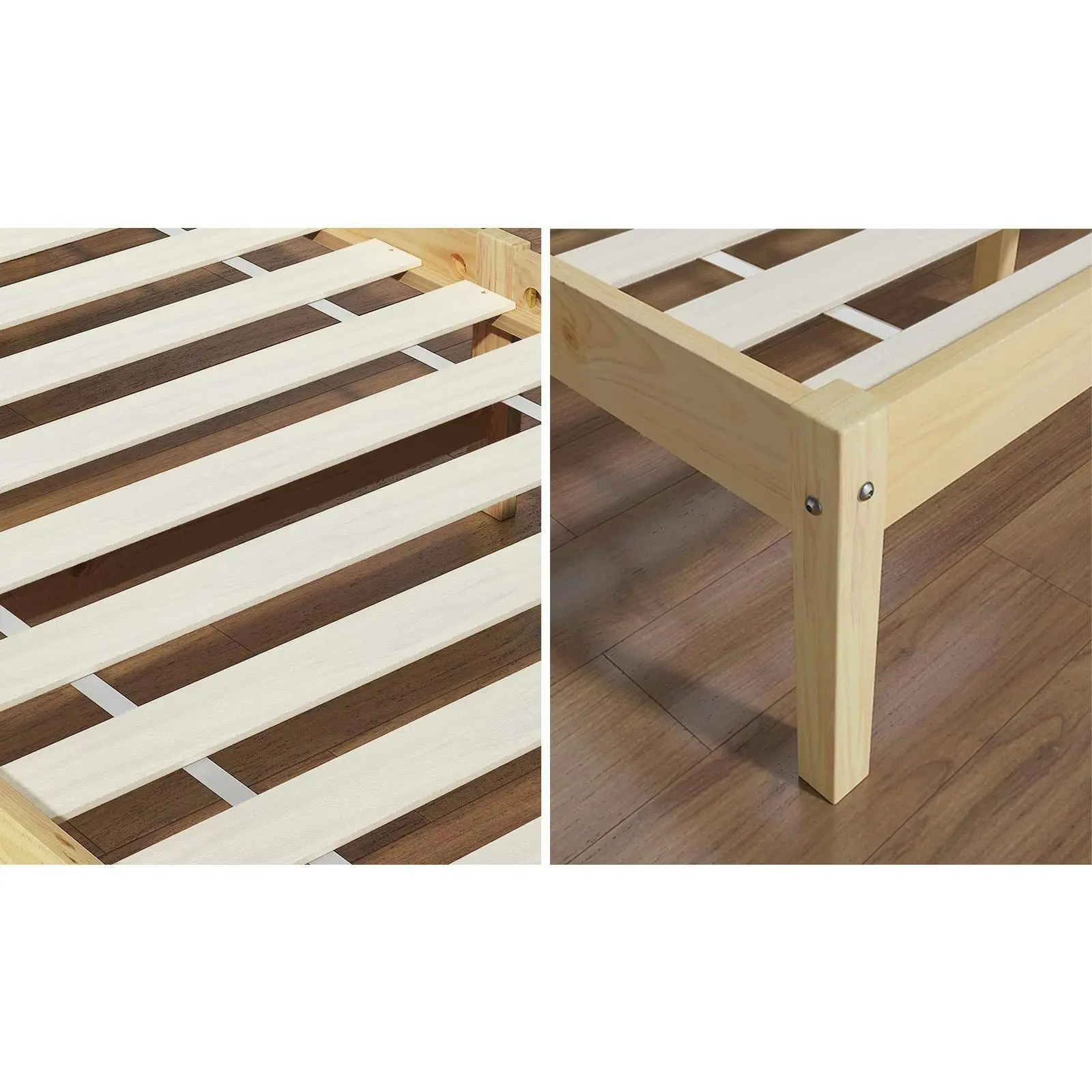 Oikiture Bed Frame Single Size Wooden Kids Bed Timber Mattress Base Platform