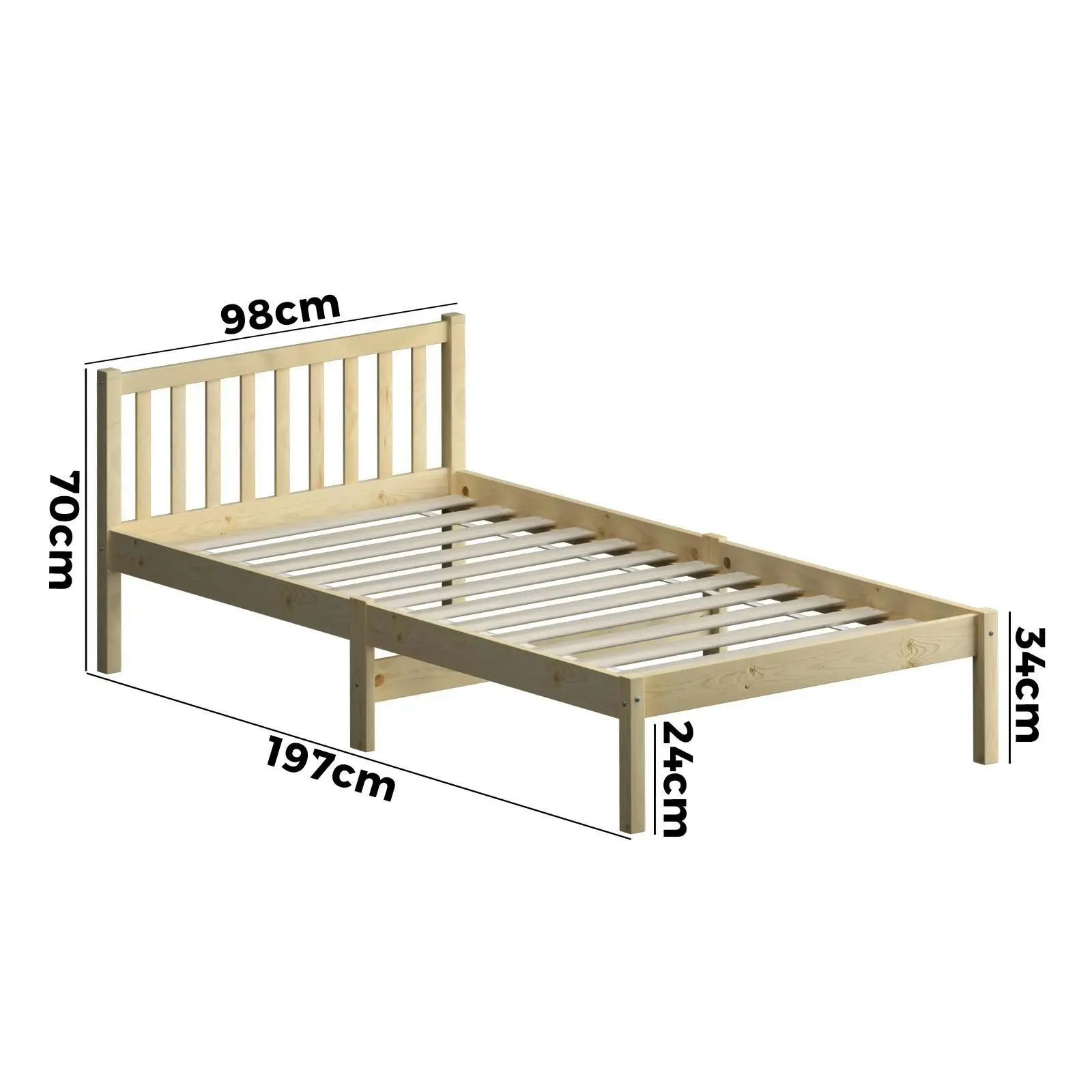 Oikiture Bed Frame Single Size Wooden Kids Bed Timber Mattress Base Platform