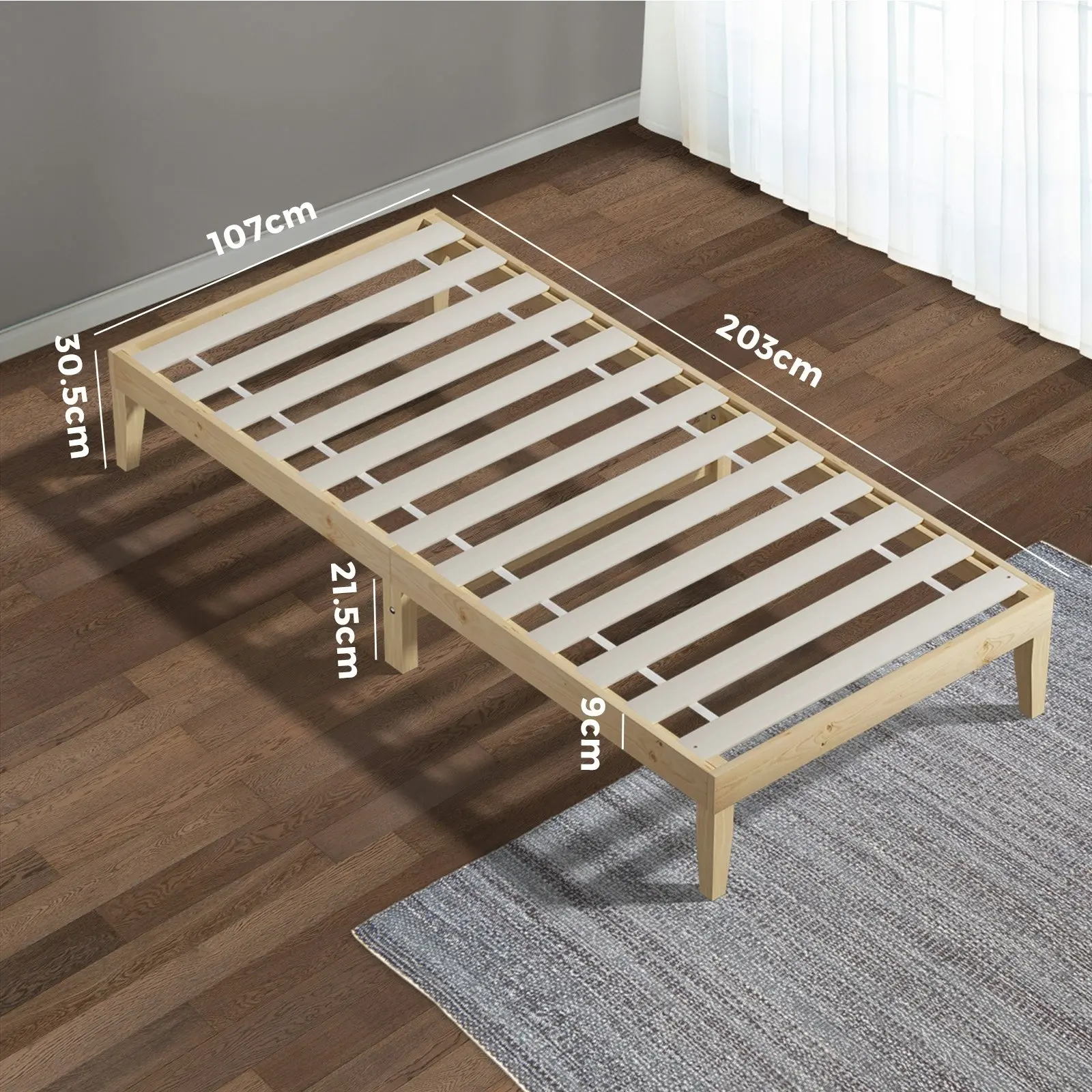 Oikiture Bed Frame King Single Size Wooden Bed Base A8