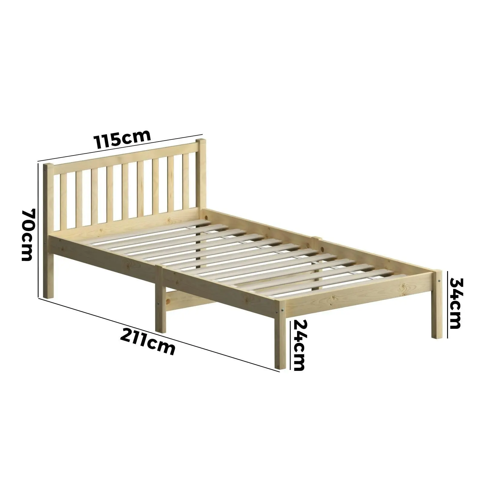 Oikiture Bed Frame King Single Size Wood Timber Mattress Base Platform Headboard