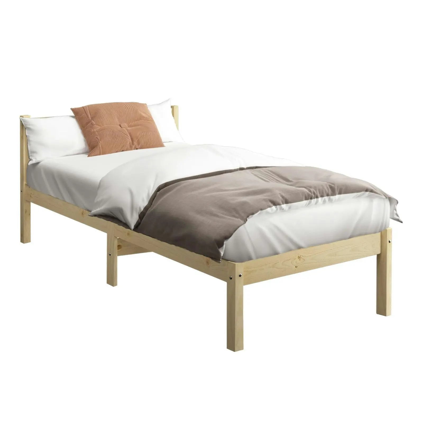 Oikiture Bed Frame King Single Size Wood Timber Mattress Base Platform Headboard