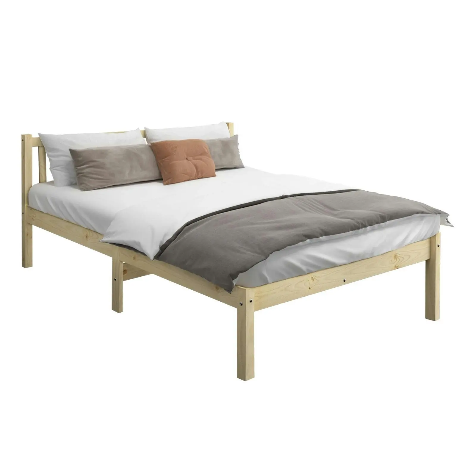 Oikiture Bed Frame Double Size Wood Mattress Base Wooden Timber Platform Bedroom