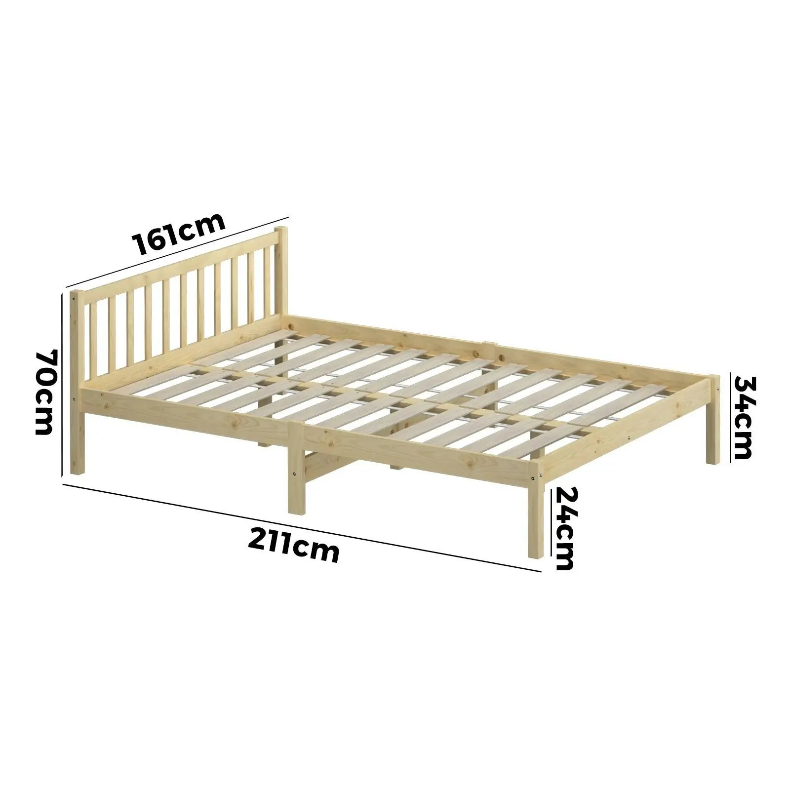 Oikiture Bed Frame Queen Size Wooden Timber Mattress Base Solid Wood Platform