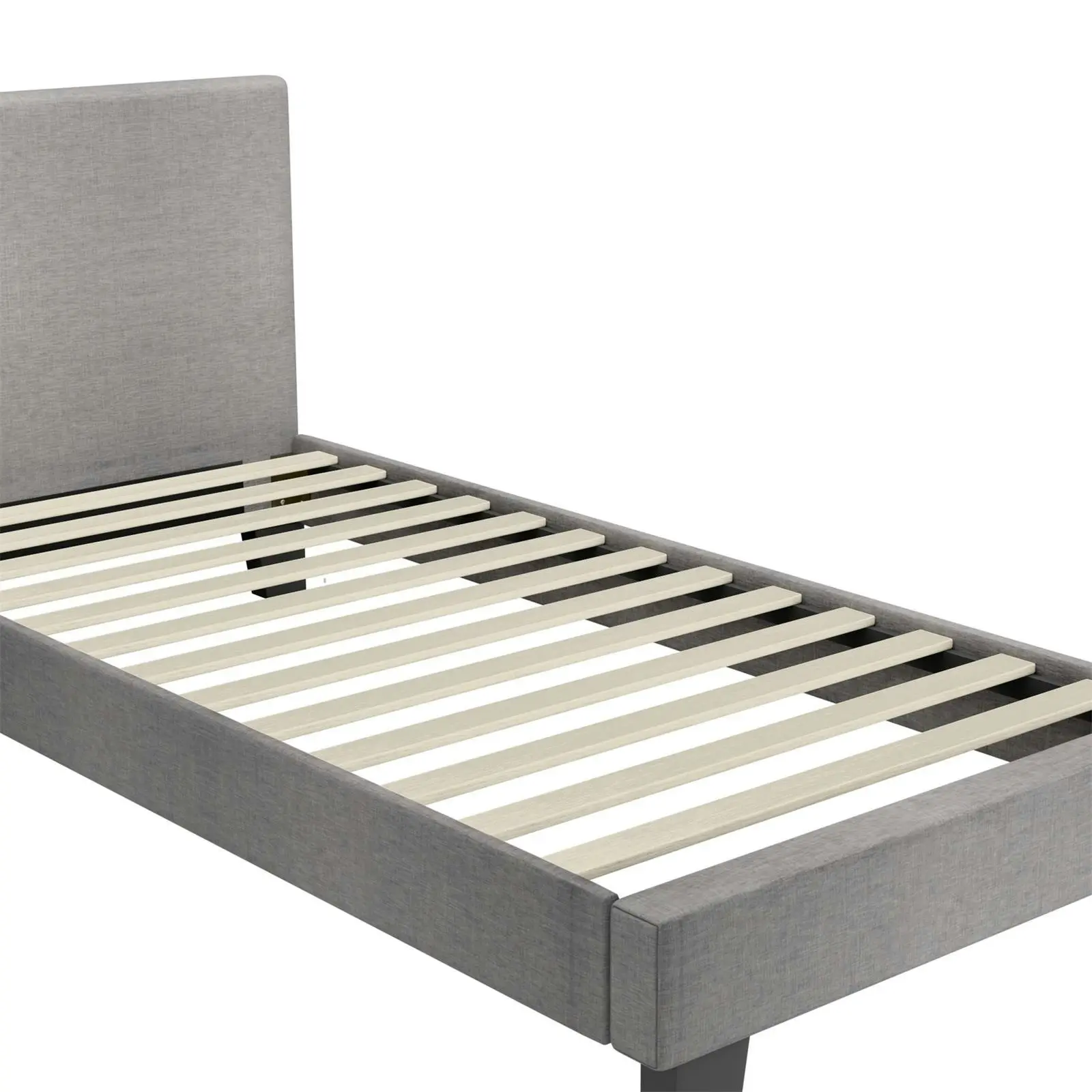 Oikiture Bed Frame Single Size Mattress Base Platform Wooden Slats Grey Fabric