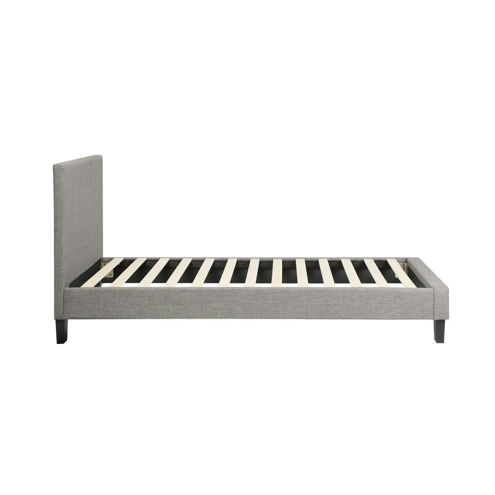 Oikiture Bed Frame Single Size Mattress Base Platform Wooden Slats Grey Fabric