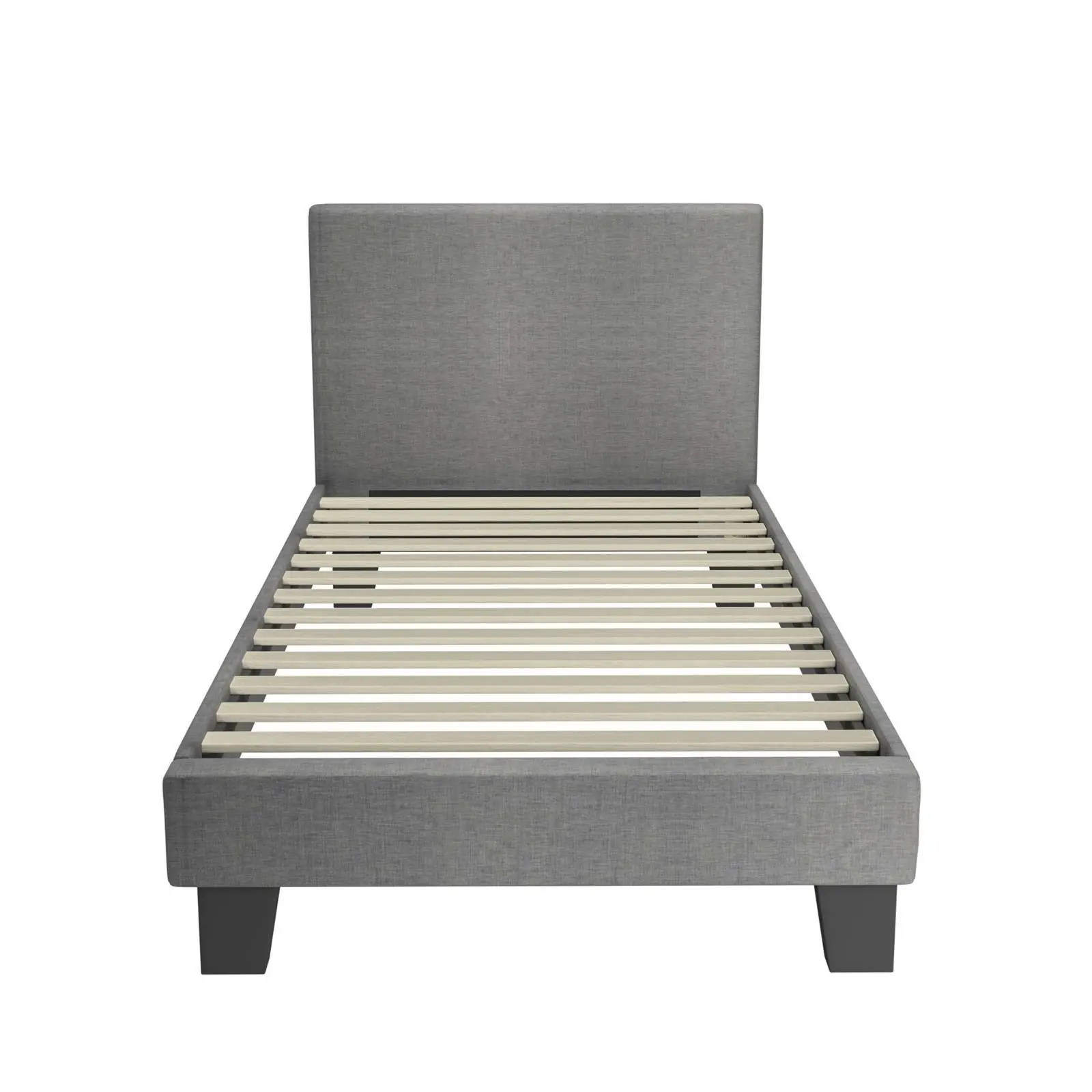 Oikiture Bed Frame Single Size Mattress Base Platform Wooden Slats Grey Fabric