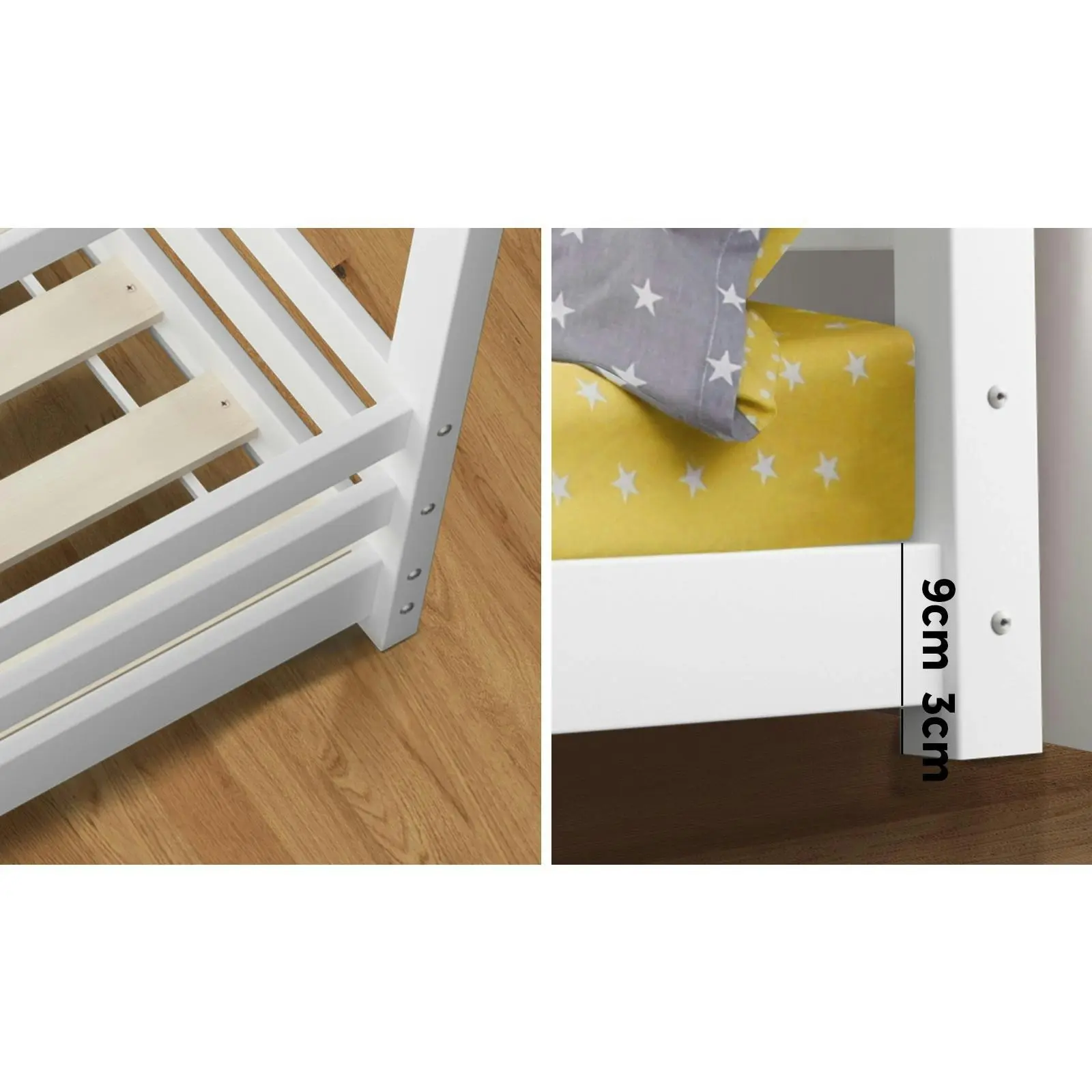 Oikiture Kids Bed Frame Single Wooden Bedframe Mattress Base Timber Platform