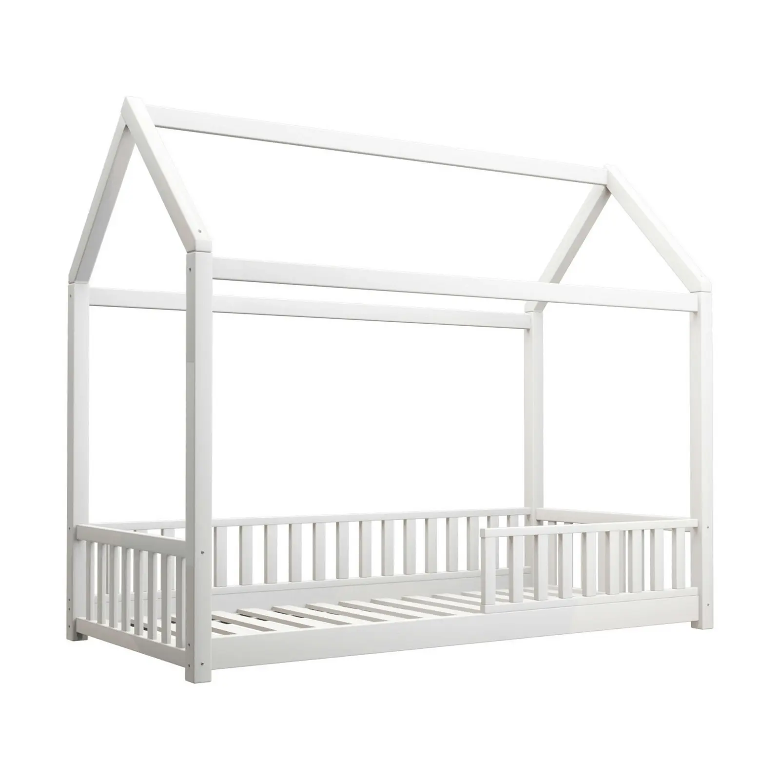 Oikiture Bed Frame Kids Wooden Single Timber House Frame Mattress Base Platform