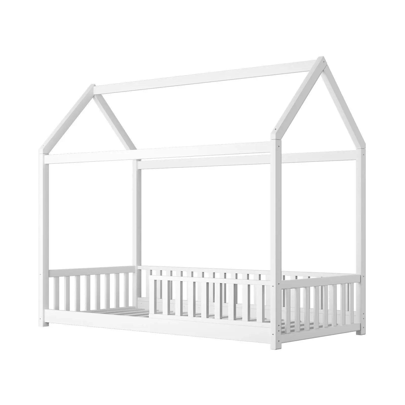 Oikiture Bed Frame Kids Wooden Single Timber House Frame Mattress Base Platform