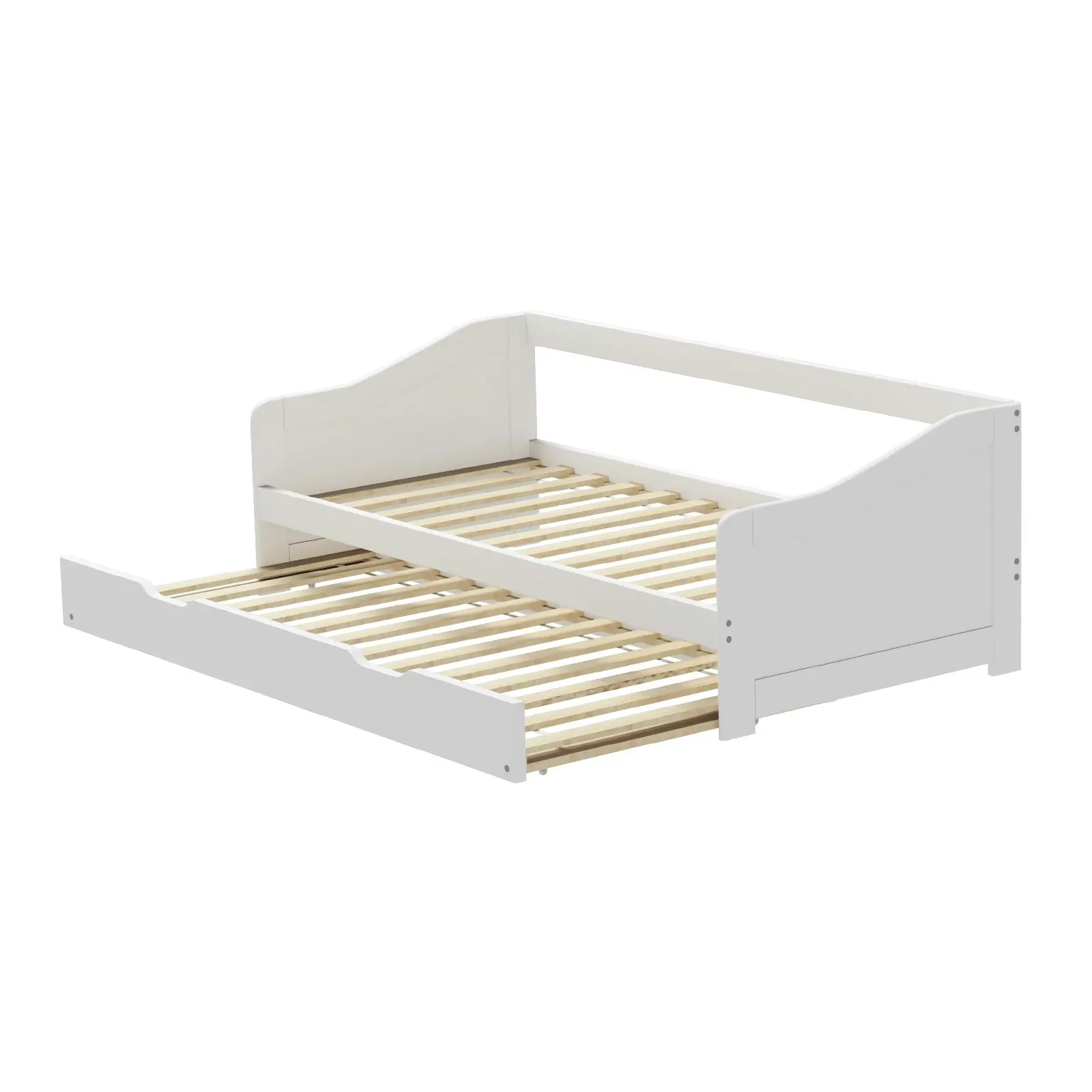 Oikiture Trundle Bed Frame Daybed Single Size Base Timber Wooden Single Beds x2