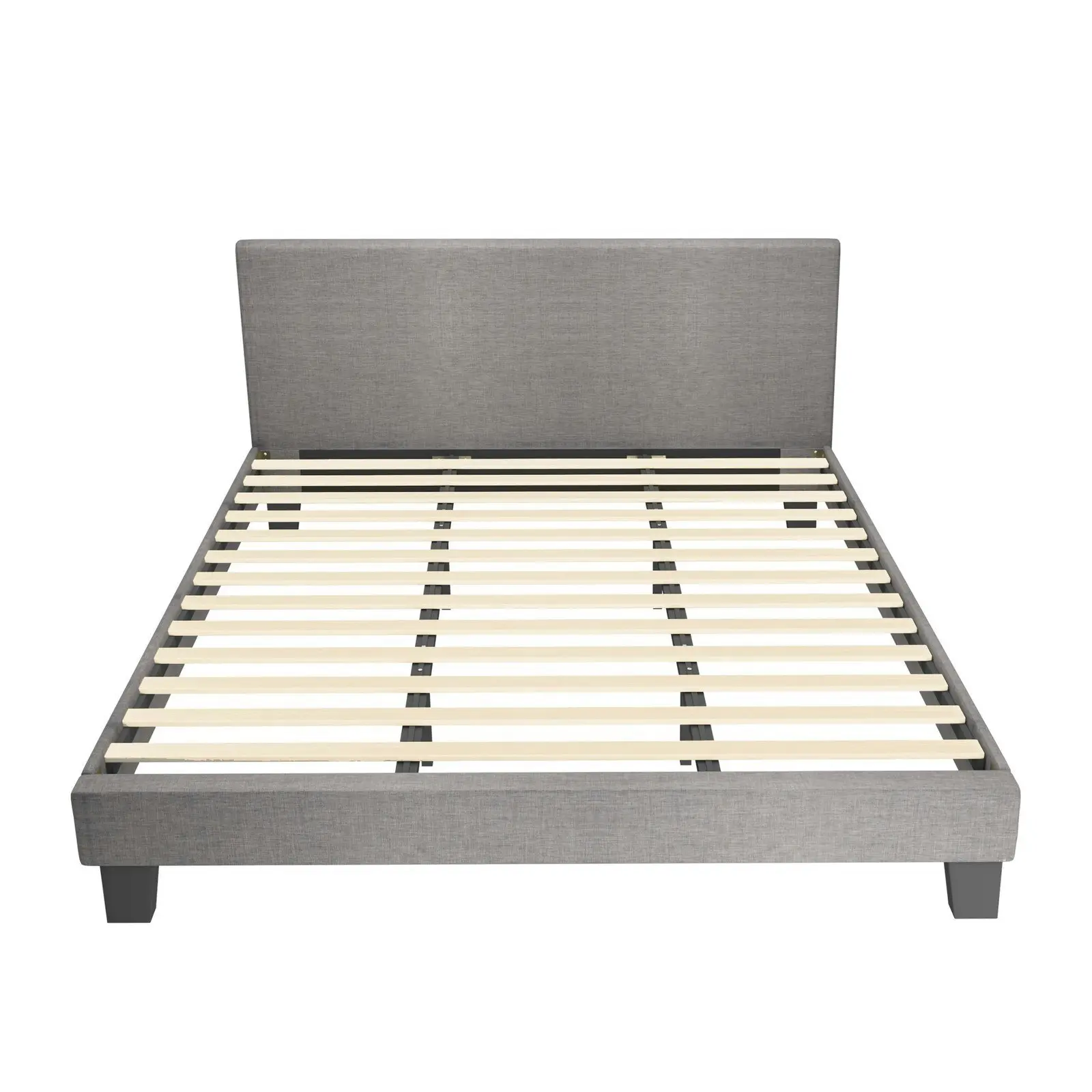 Oikiture Bed Frame King Size Mattress Base Platform Wooden Slats Grey Fabric