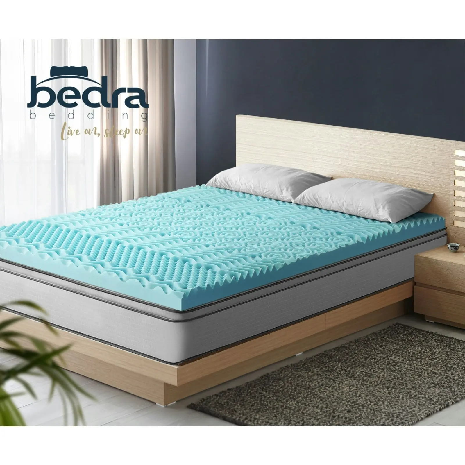 Bedra Memory Foam Mattress Topper Cool Gel Bed Bamboo Cover 7-Zone 8CM King