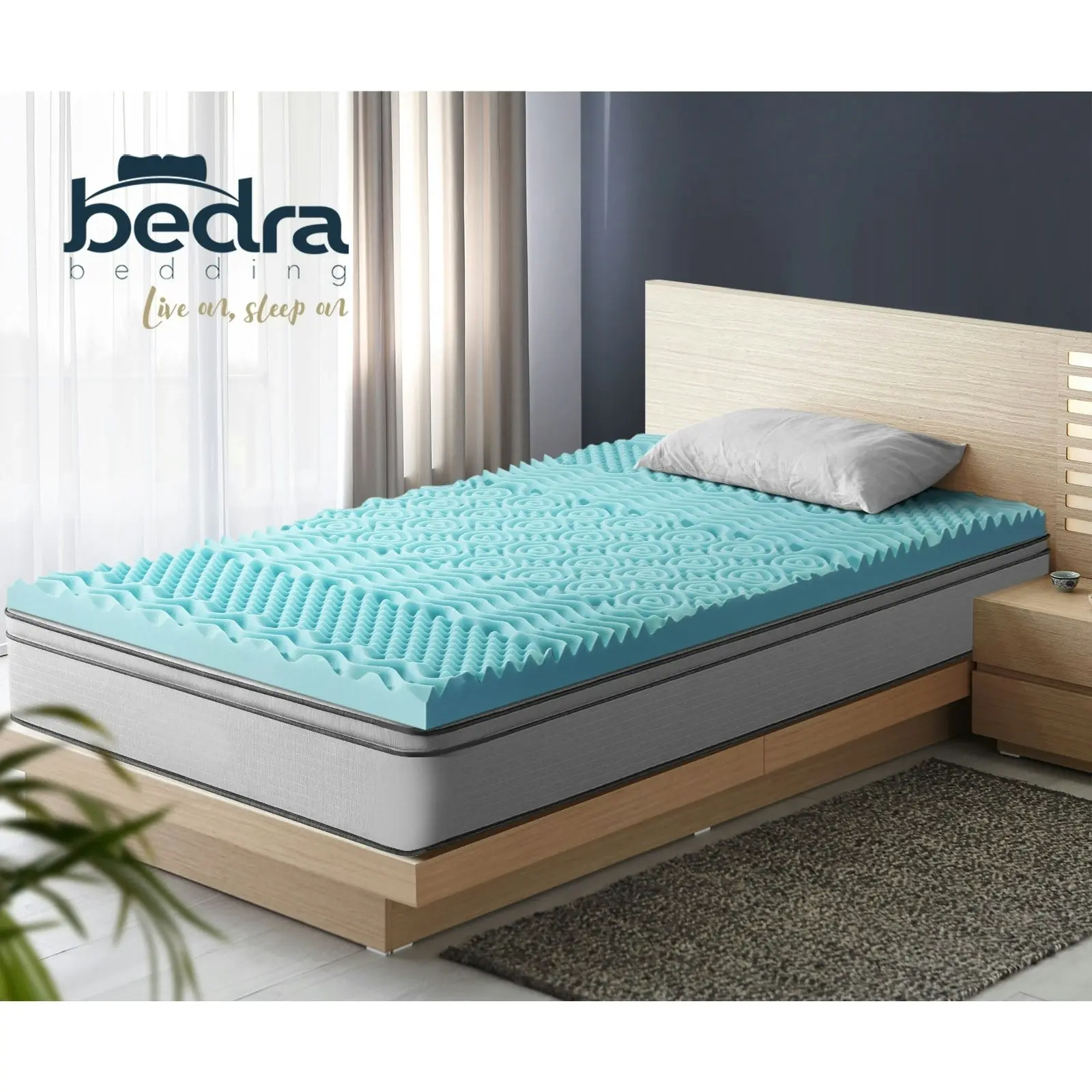 Bedra Memory Foam Mattress Topper Cool Gel Bed Bamboo Cover 7-Zone 8CM Single