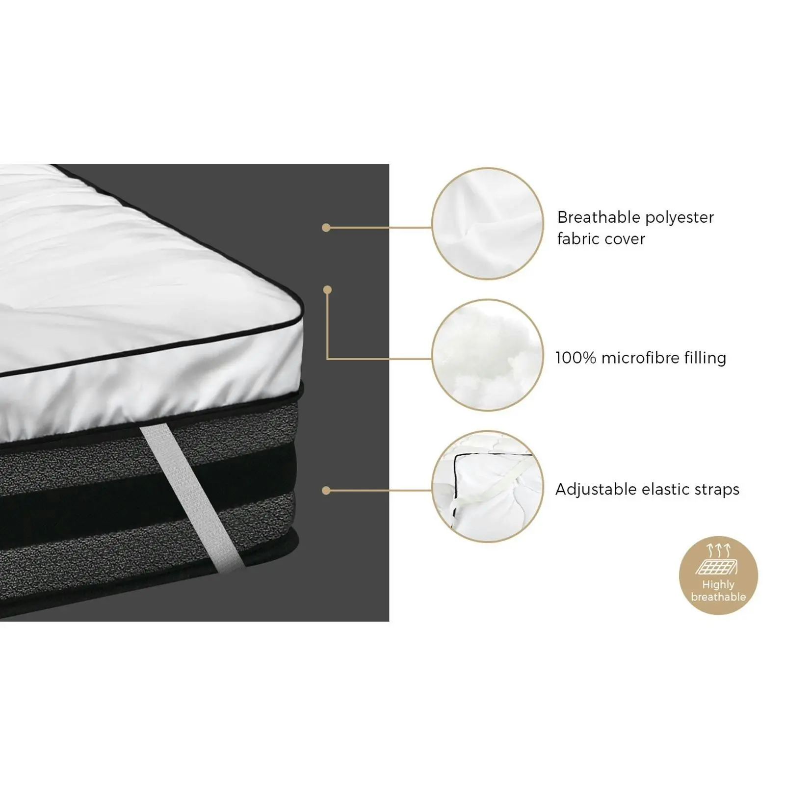 Bedra Pillowtop Mattress Topper Pad Microfibre Luxury Protector Cover Single