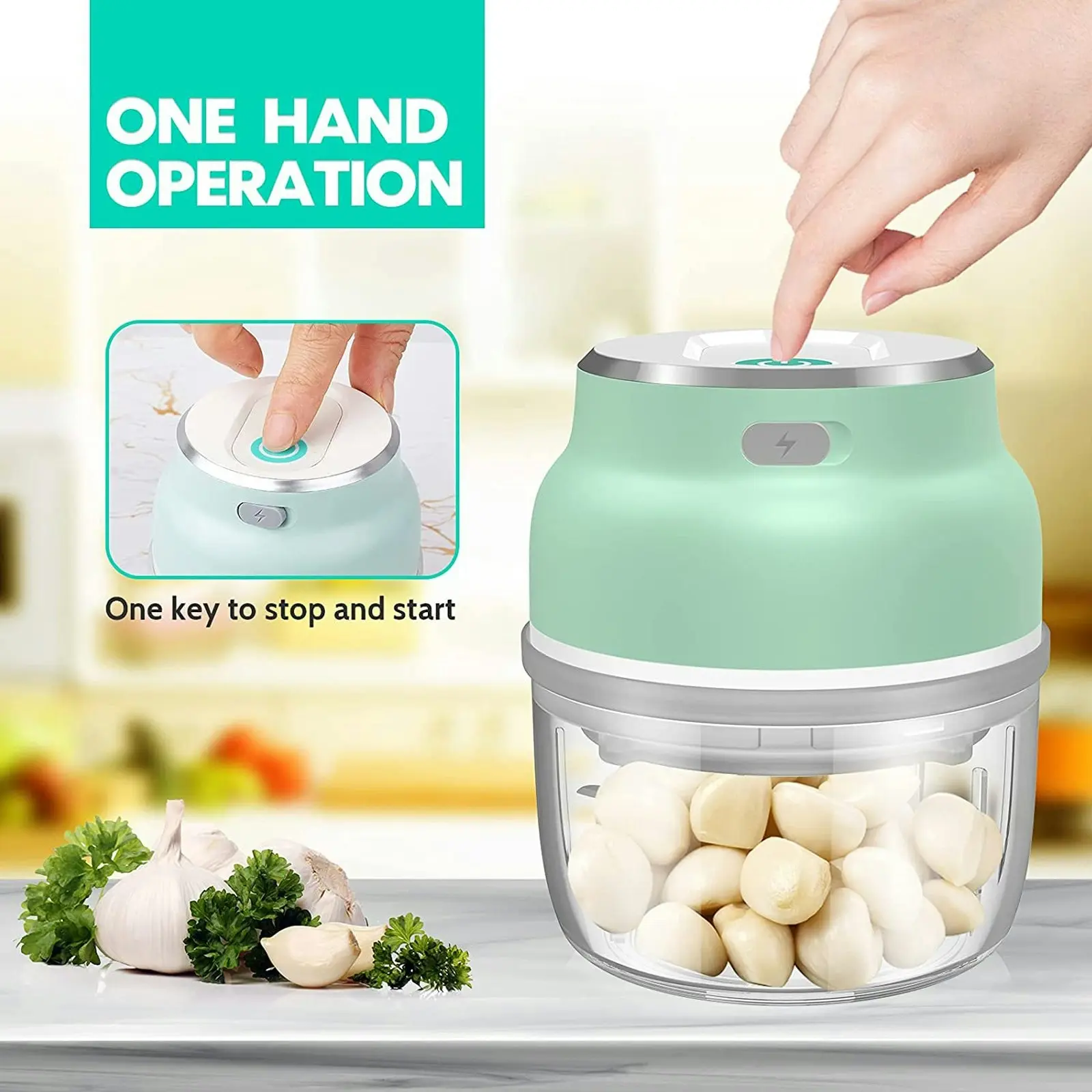 TODO Portable Mini Food Chopper Processor Rechargeable Battery 3.7V 22W Stainless Steel Blade