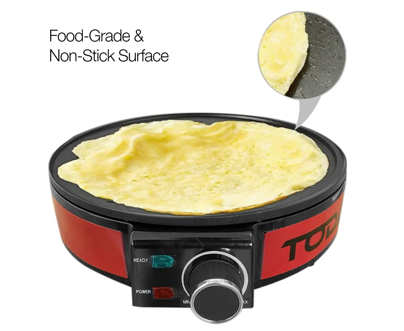 TODO 1400W Electric Crepe Maker Non-Stick Pancake Skillet Griddle Grill Omelette Plate Pan