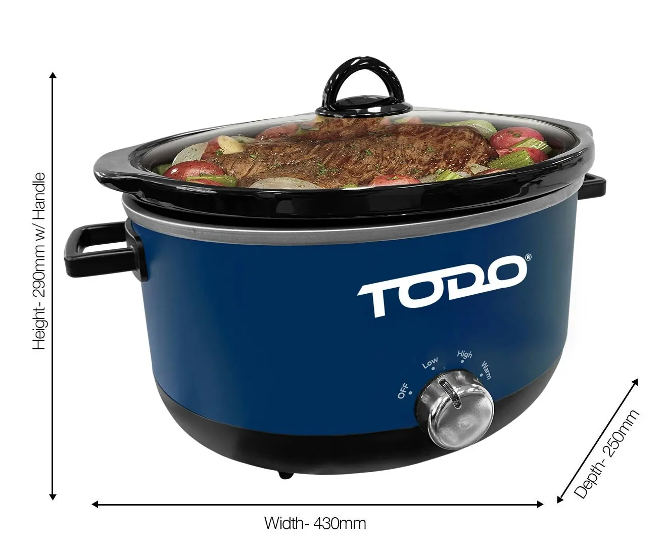 TODO 3.5L Stainless Steel Slow Cooker Removable Ceramic Bowl