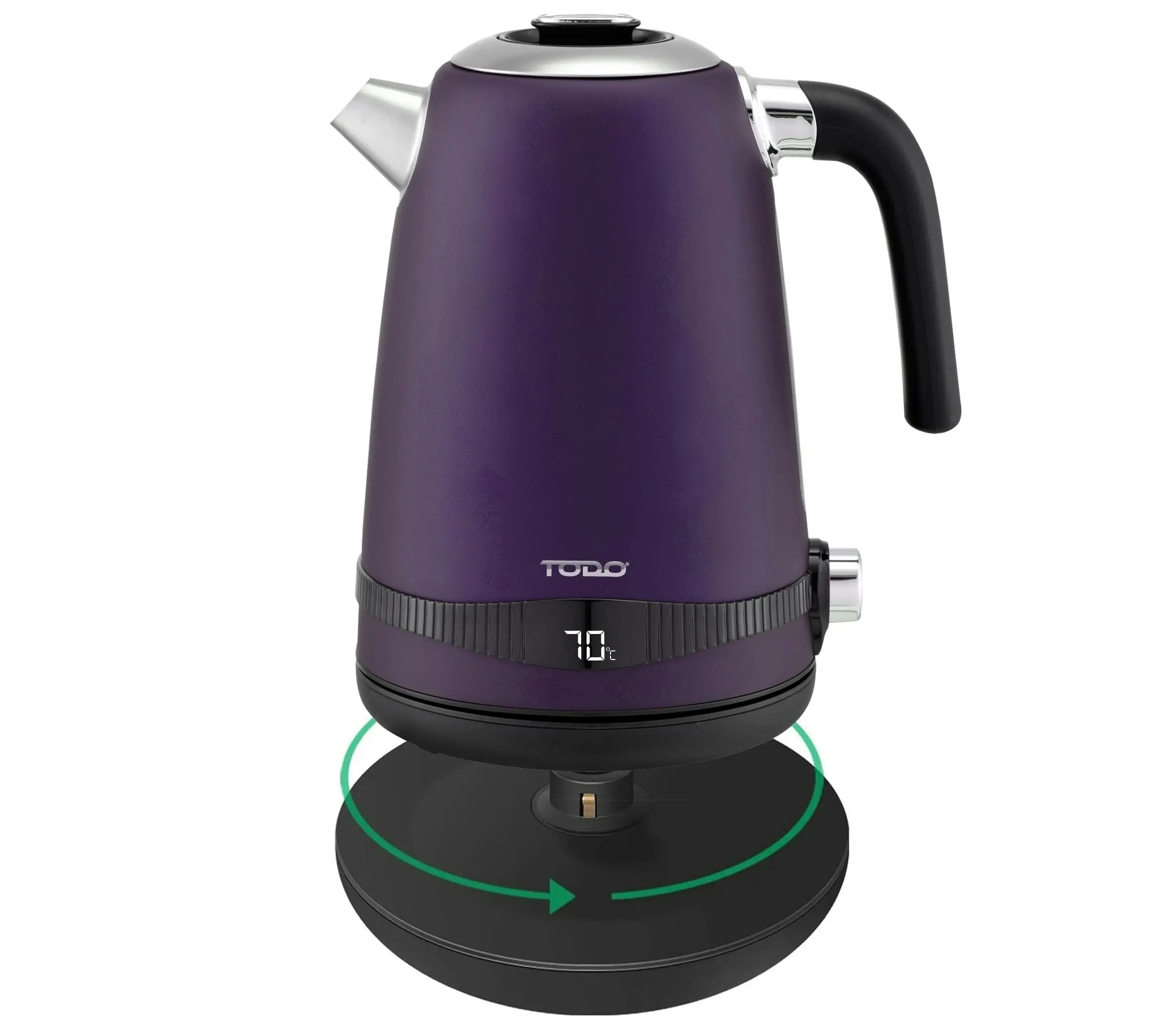 TODO 1.7L Stainless Steel Cordless Kettle Keep Warm Electric Led Water Jug - Purple