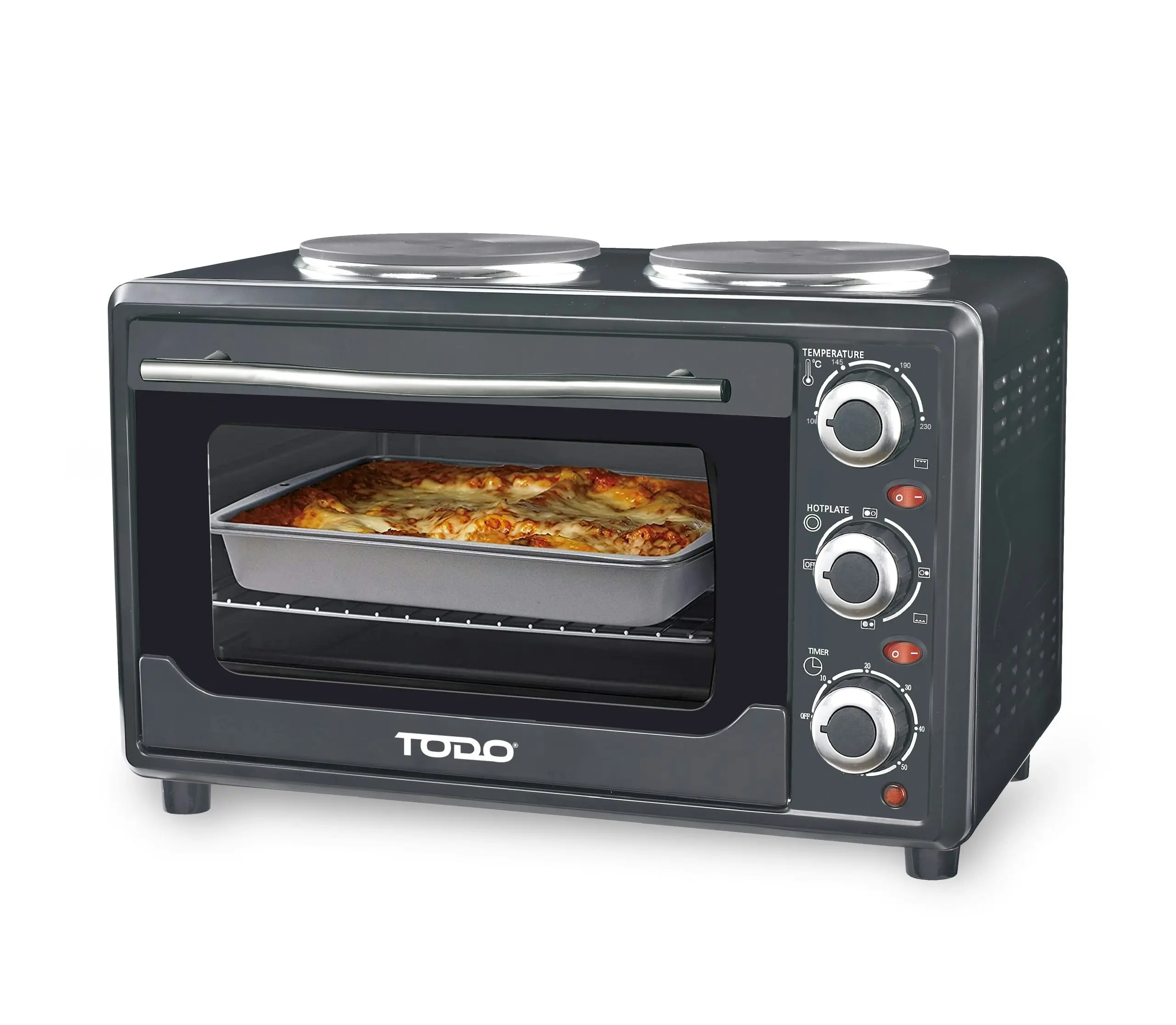 TODO 23L Benchtop Electric Oven Two Hot Plates Twin Hotplate 10A Amp