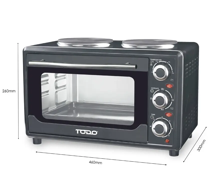 TODO 23L Benchtop Electric Oven Two Hot Plates Twin Hotplate 10A Amp