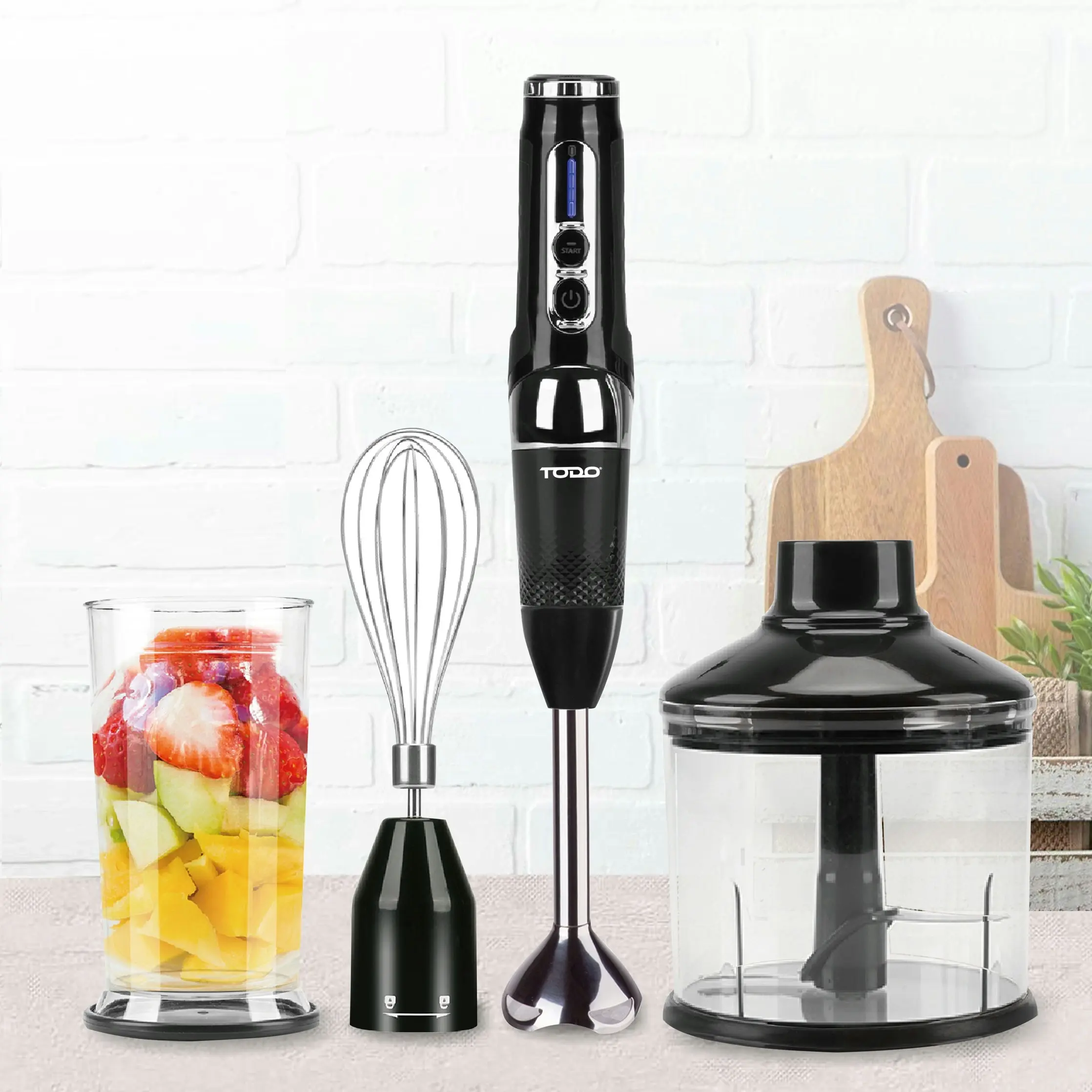 TODO Cordless Stick Blender Food Chopper Whisk 7.4V 2000mAh Handheld Electric Blender