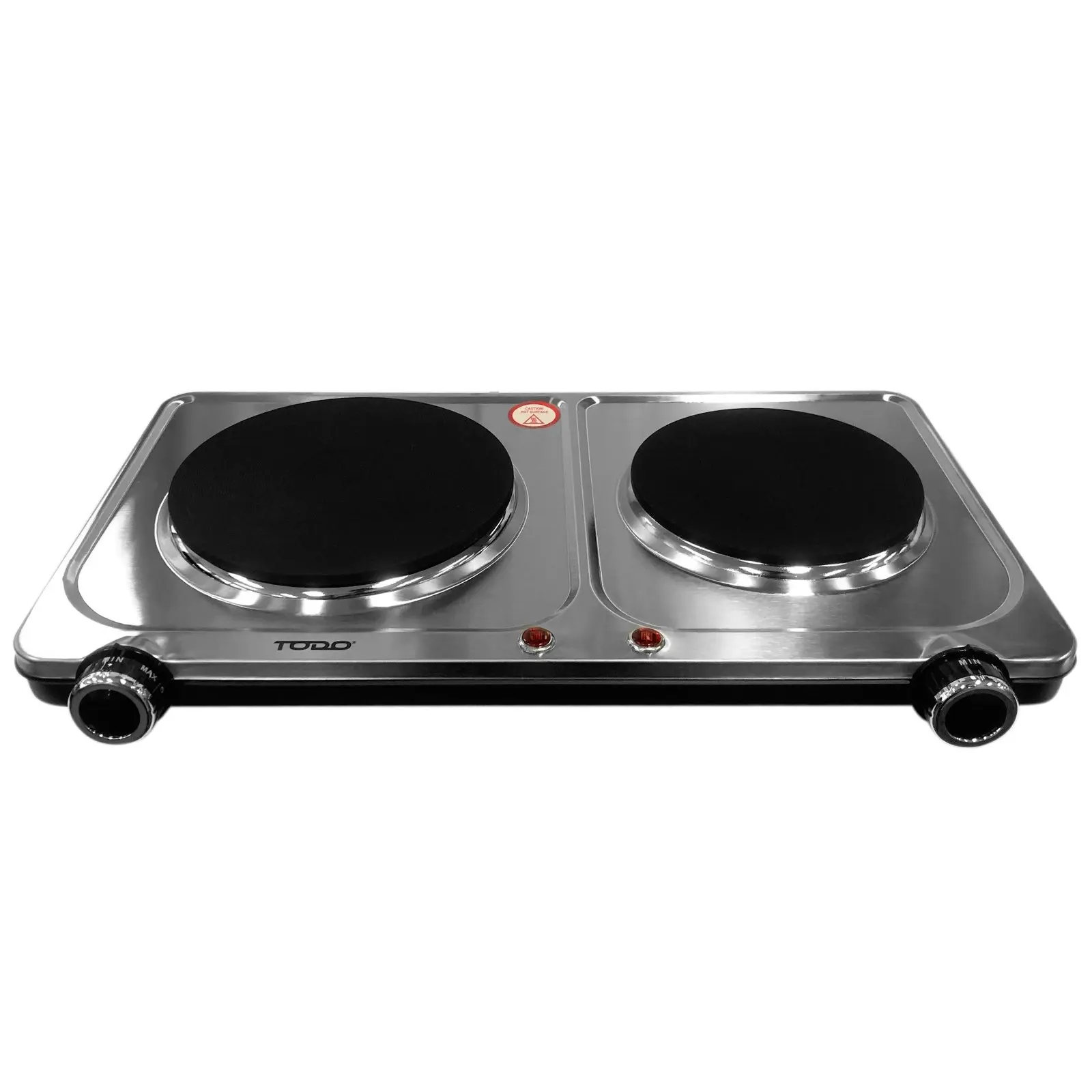 TODO 2250W Twin Hotplate Electric Cooktop Dual Plate Stainless Steel