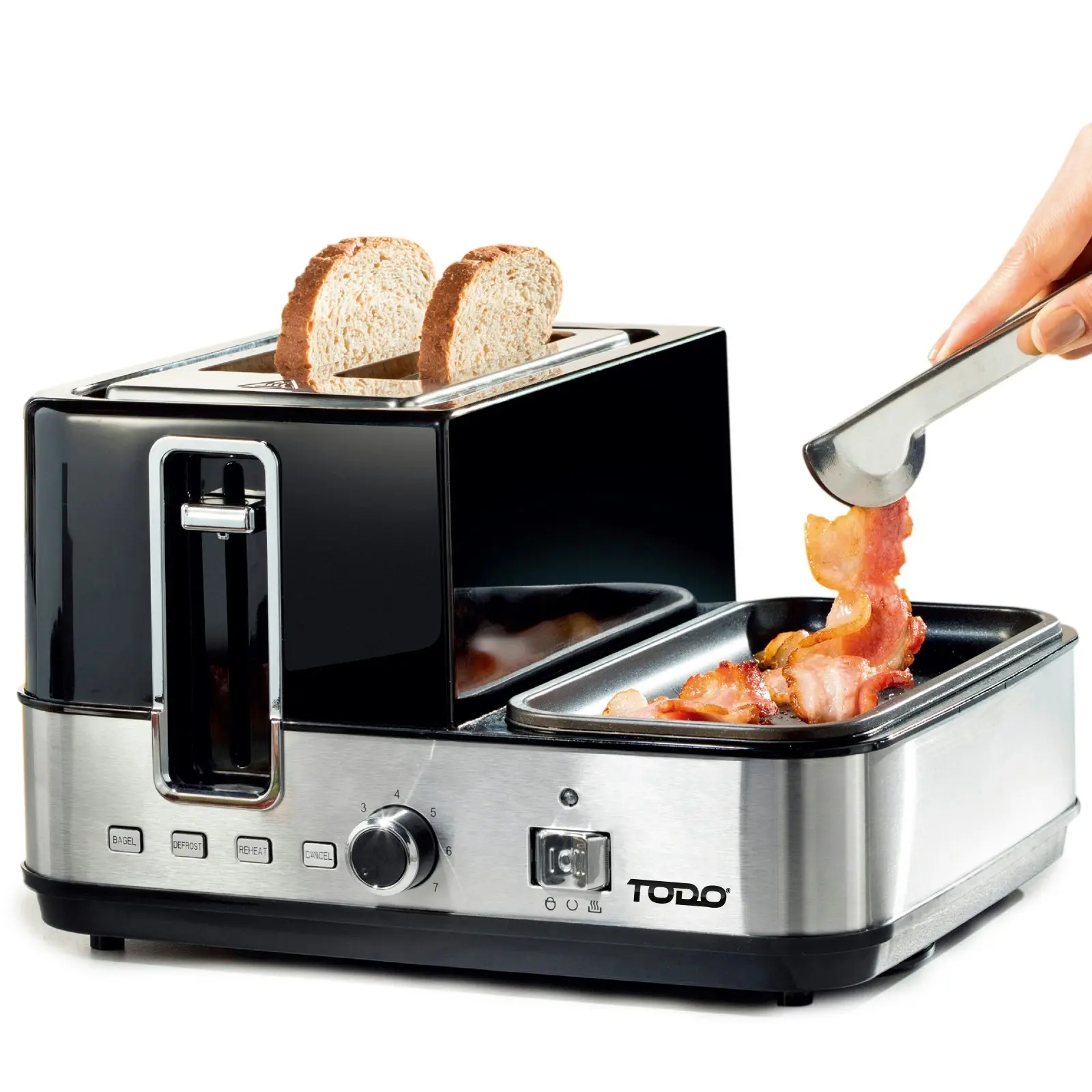 TODO 1400W Breakfast Master Toaster Egg Cooker Poacher Bacon Fryer Grill All In One