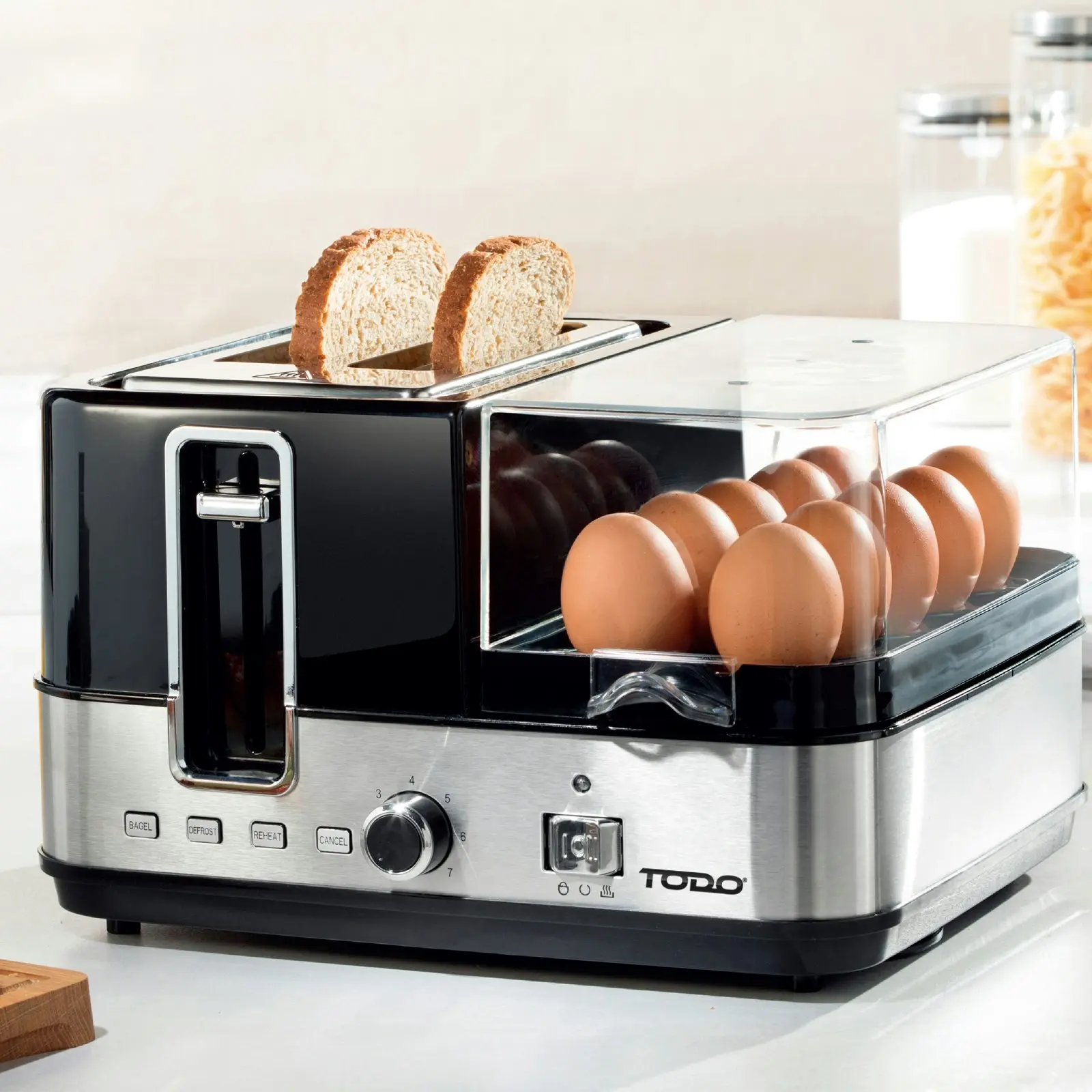 TODO 1400W Breakfast Master Toaster Egg Cooker Poacher Bacon Fryer Grill All In One