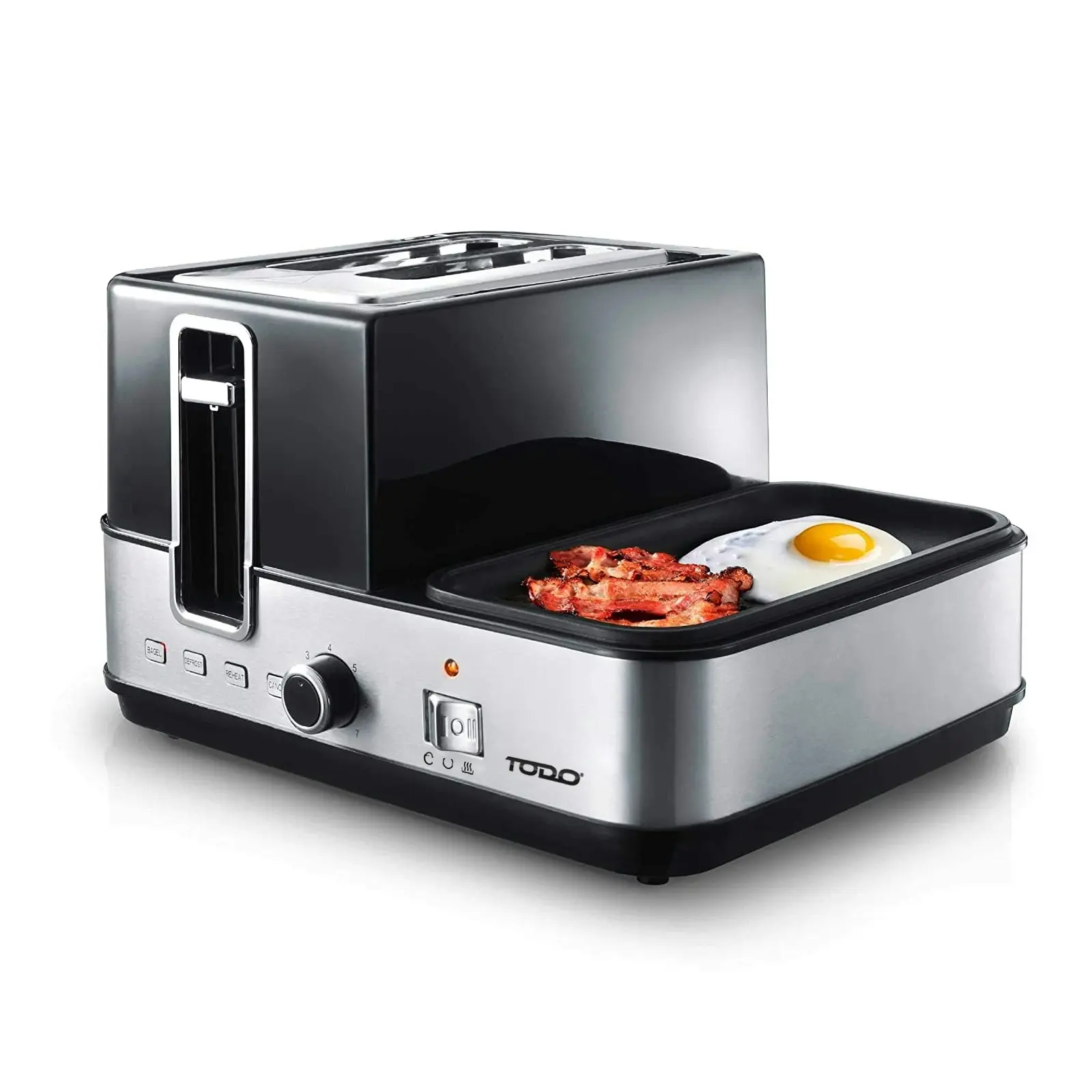 TODO 1400W Breakfast Master Toaster Egg Cooker Poacher Bacon Fryer Grill All In One