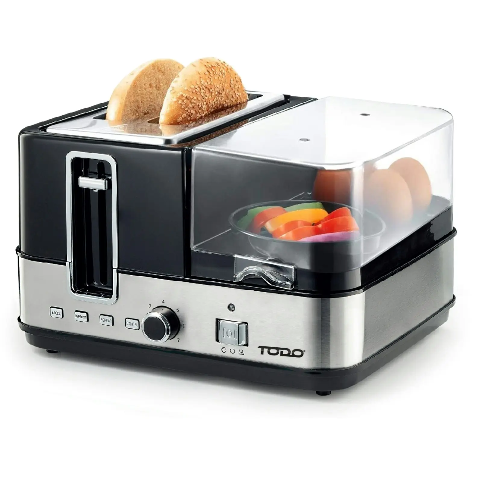 TODO 1400W Breakfast Master Toaster Egg Cooker Poacher Bacon Fryer Grill All In One