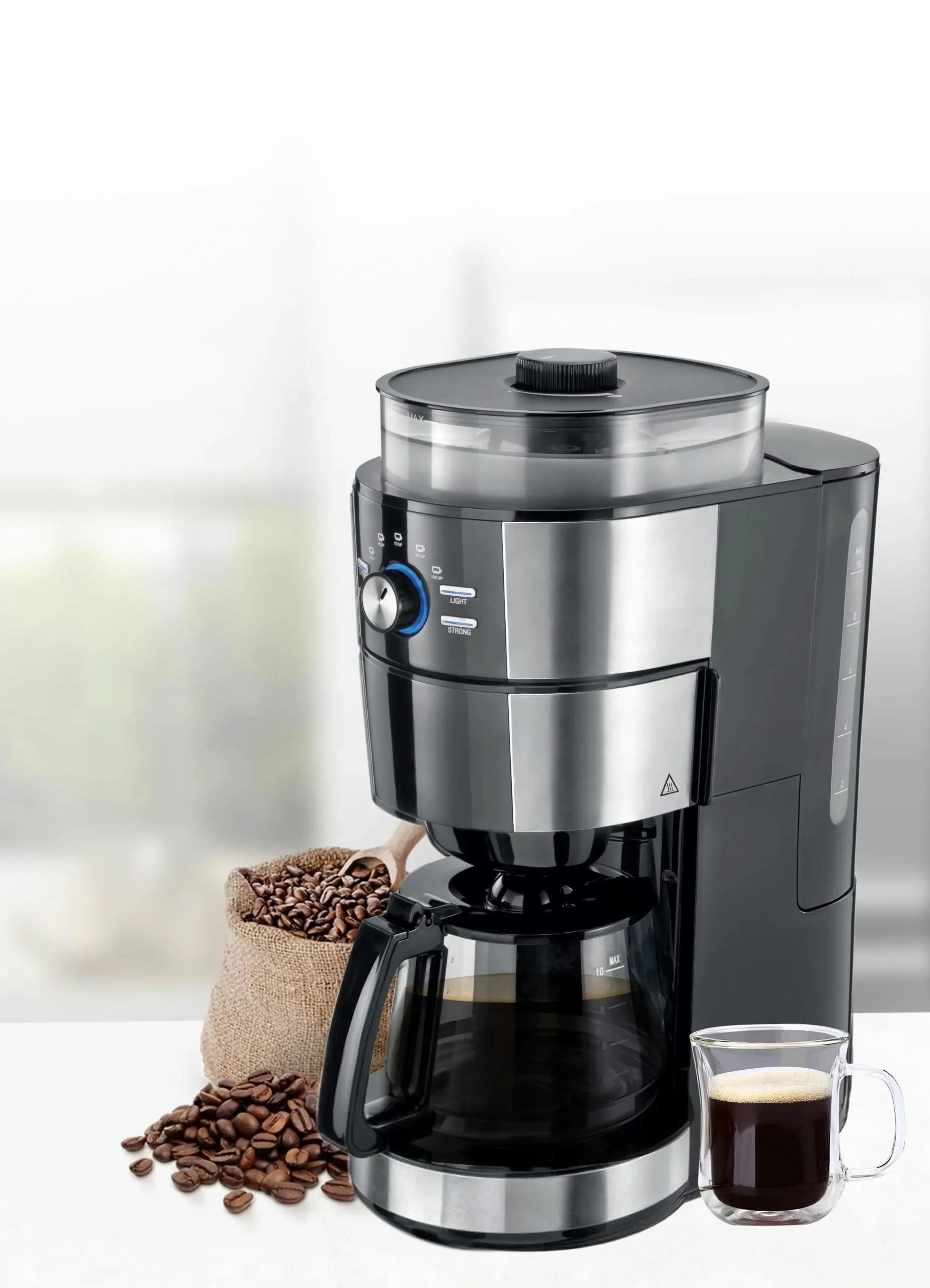 TODO Grind and Brew Coffee Machine Conical Grinder Drip Coffee 1.25L 1000W