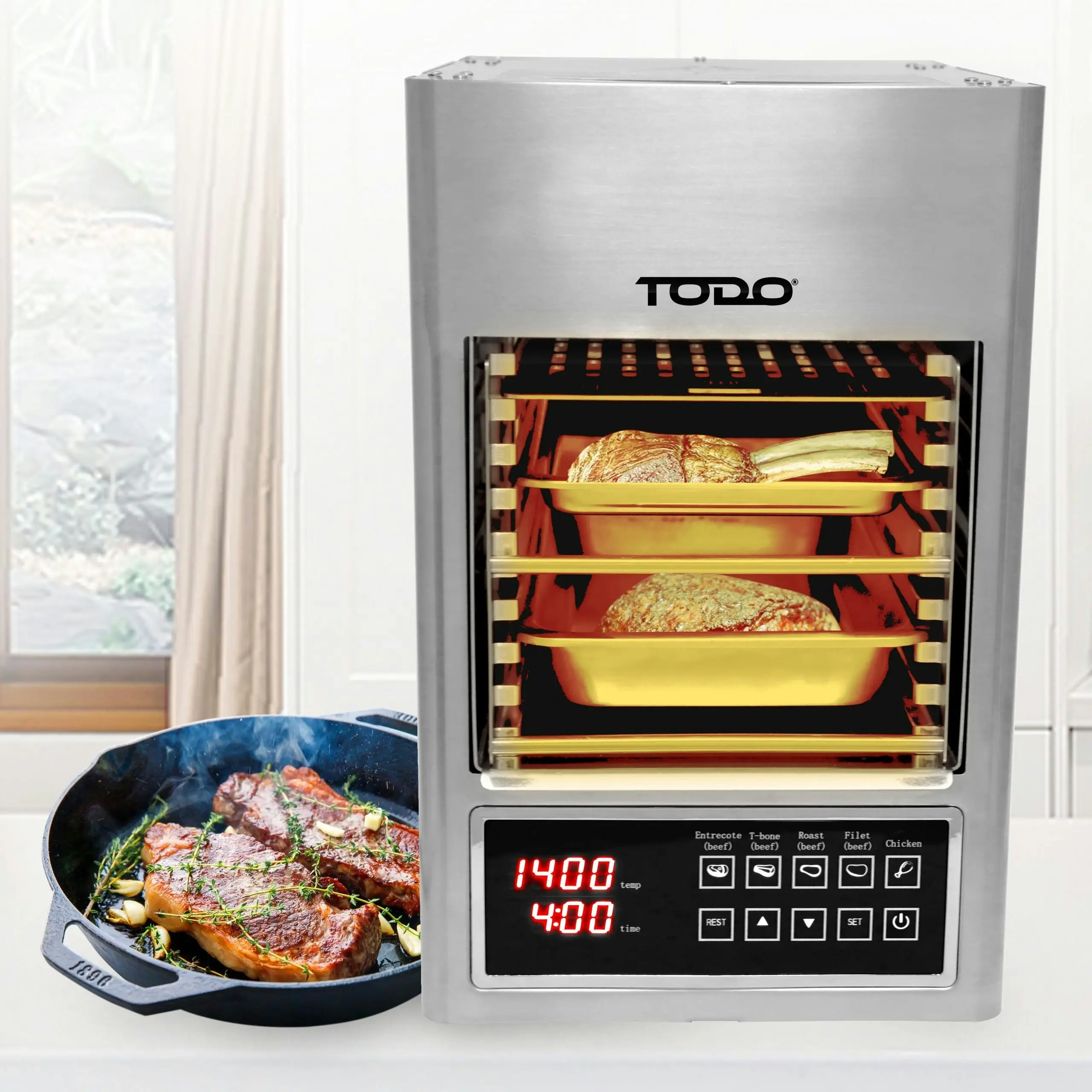 TODO 1600W Oven Grill Beef Maker 11L Steak Grill 850 Celcius Temperature