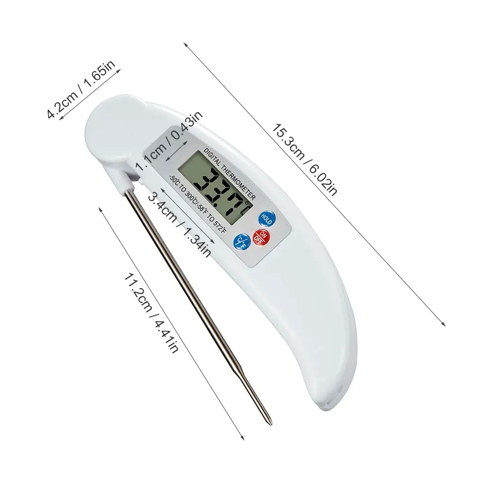 Digital Lcd Display Food Thermometer Folding Temperature Probe Bbq -50°C ~ 300°C