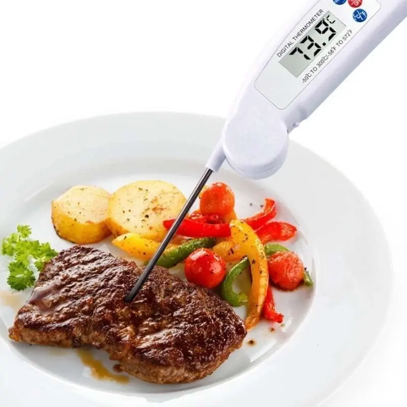 Digital Lcd Display Food Thermometer Folding Temperature Probe Bbq -50°C ~ 300°C