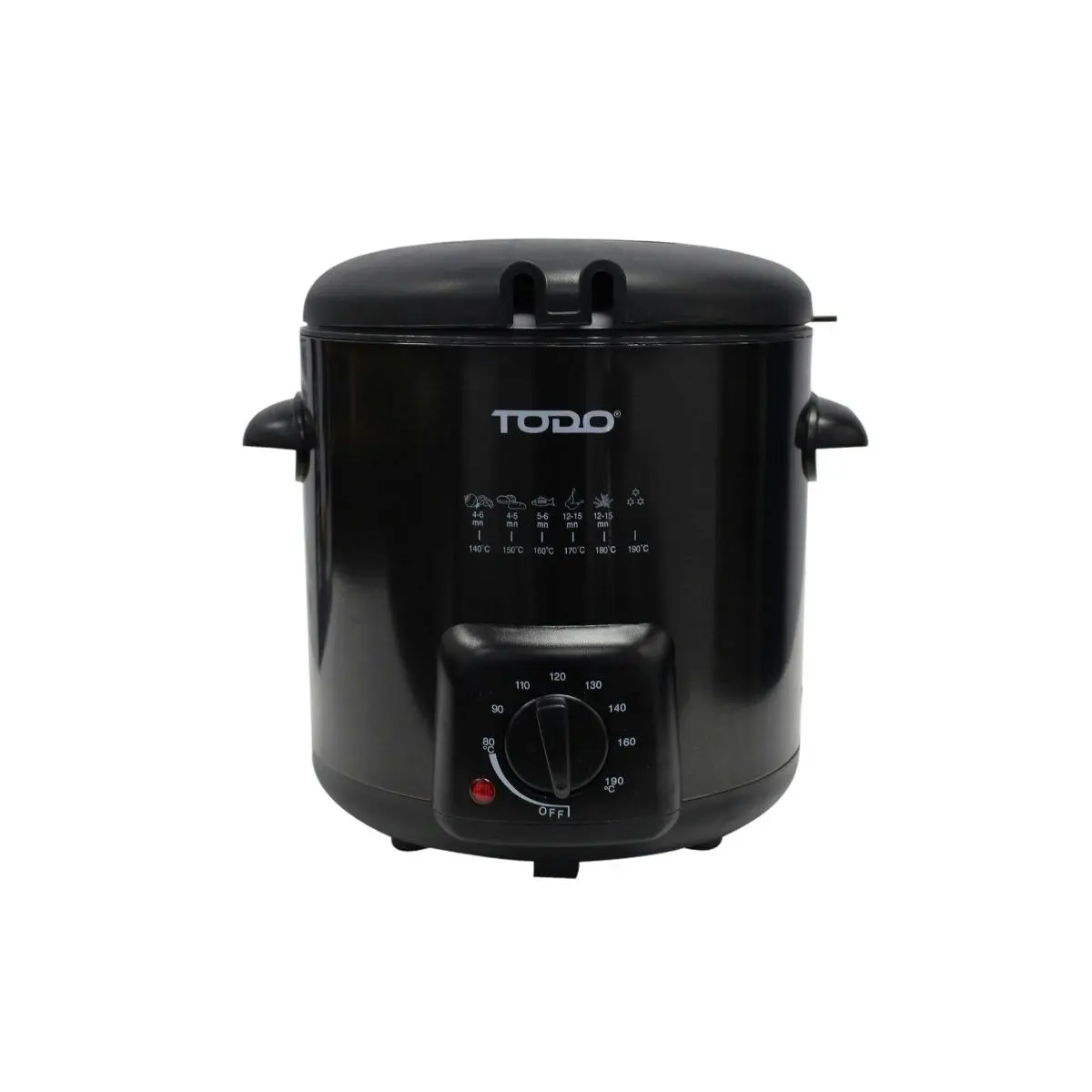 TODO 0.9L Deep Fryer Adjustable Thermostat Dial Black Stainless Steel Housing Basket