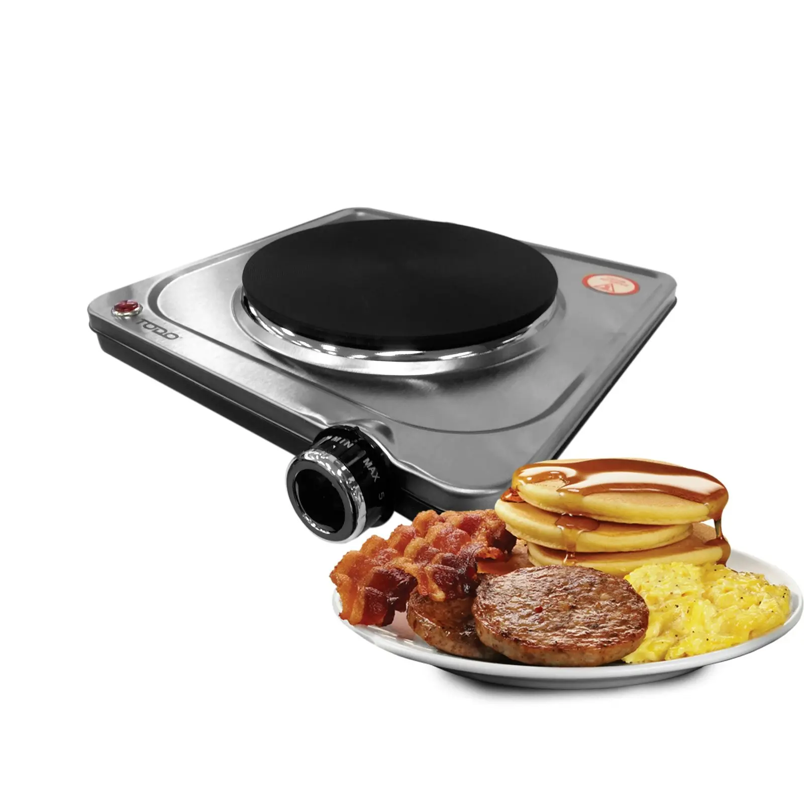 TODO 1500W Portable Hotplate Electric Cooktop Single Stainless Steel