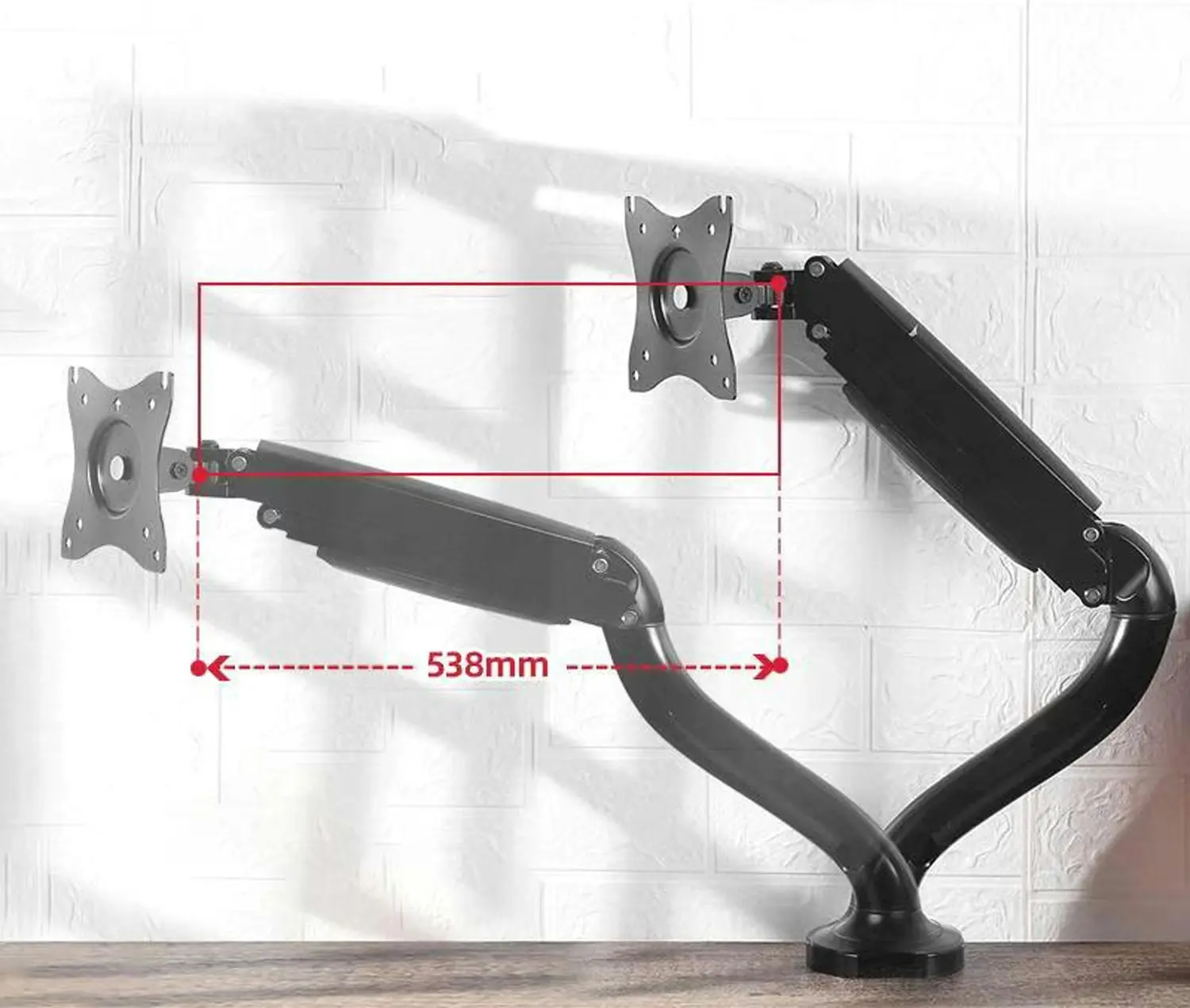 TODO Gas Spring Monitor Mount Desk Clamp Stand Bracket VESA 75-100mm up to 27 inch