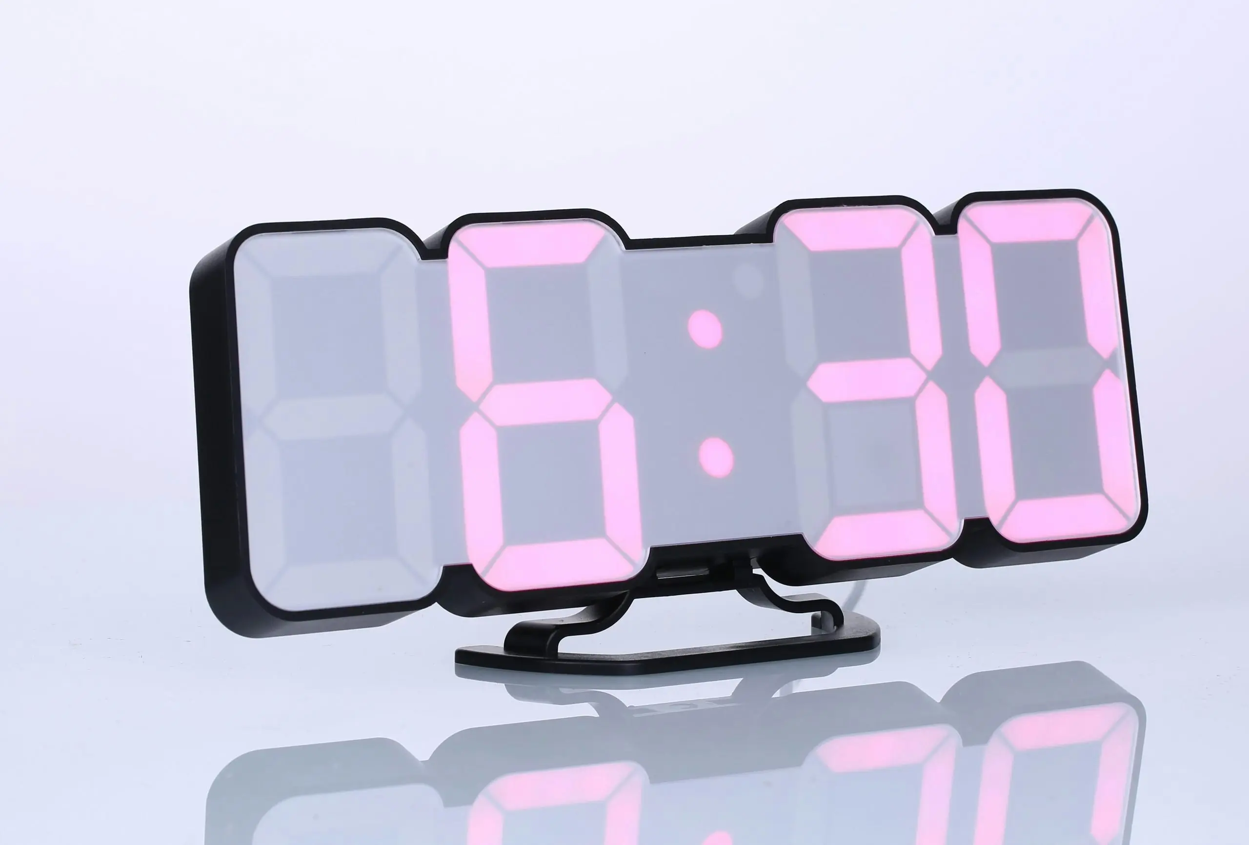 TODO LED Digital Alarm Clock 115 Colour Display USB Power Countdown Timer Remote - Black