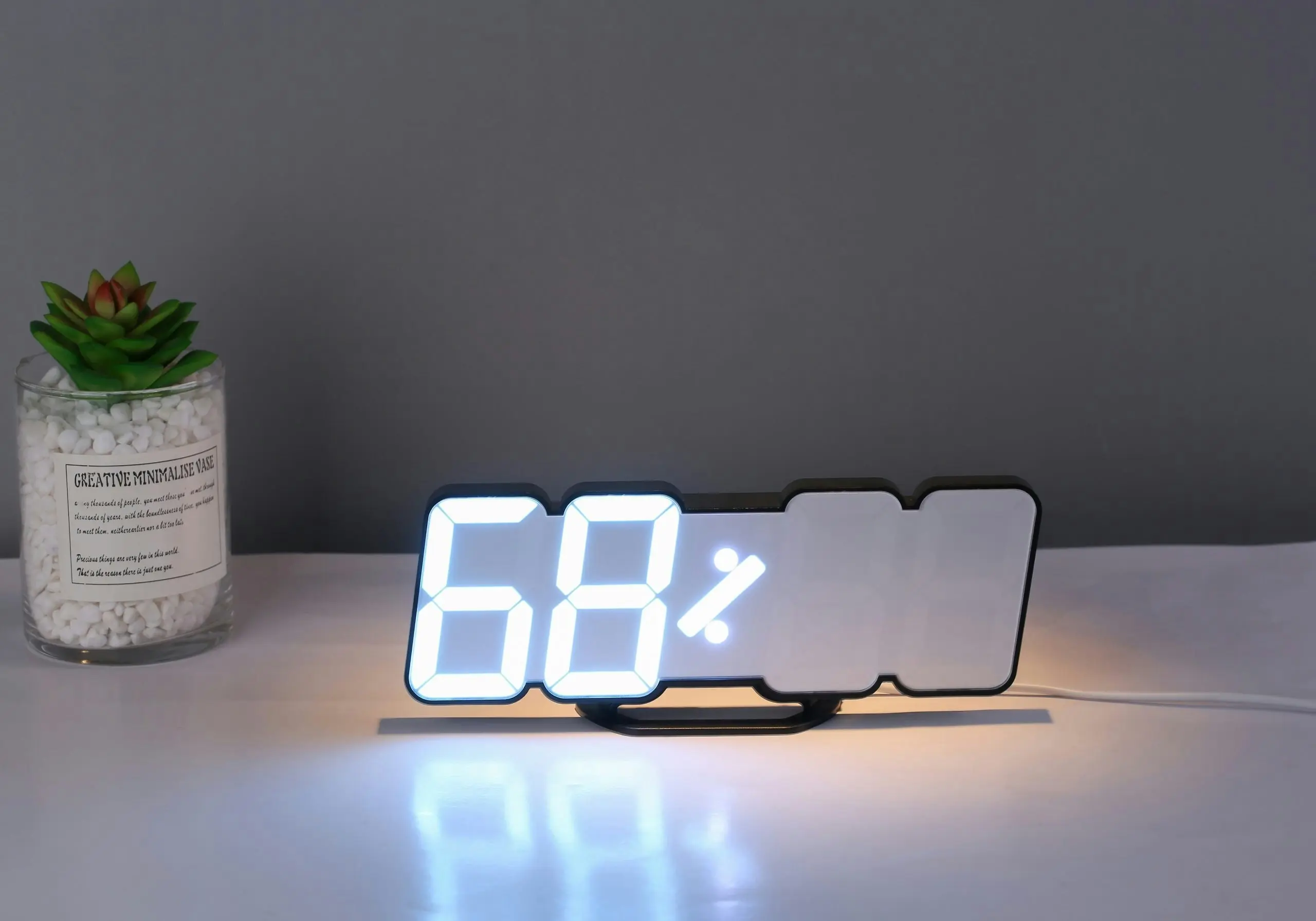 TODO LED Digital Alarm Clock 115 Colour Display USB Power Countdown Timer Remote - Black